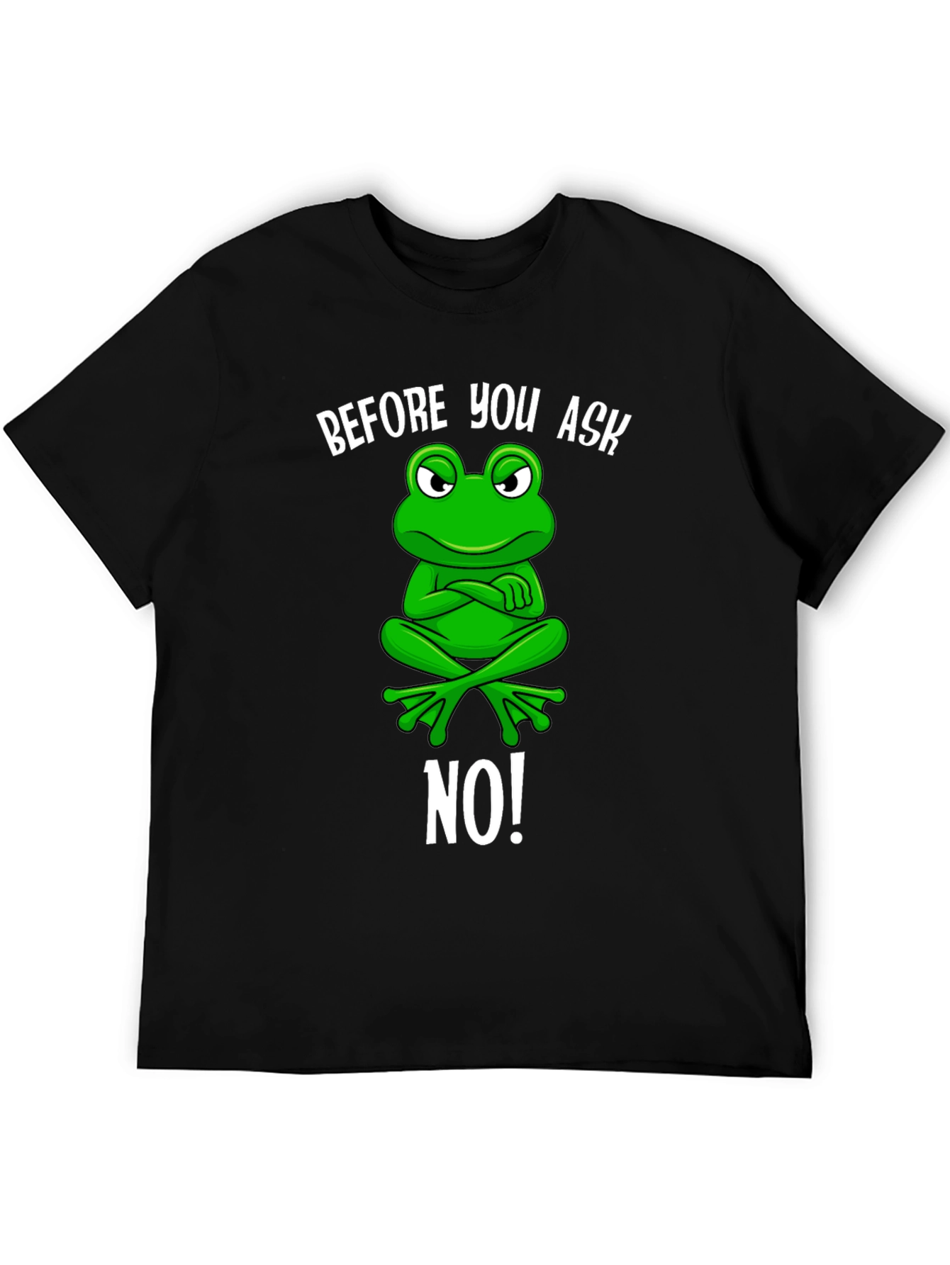 Black Funny Frog T-Shirt - Before You Ask, No! view 5