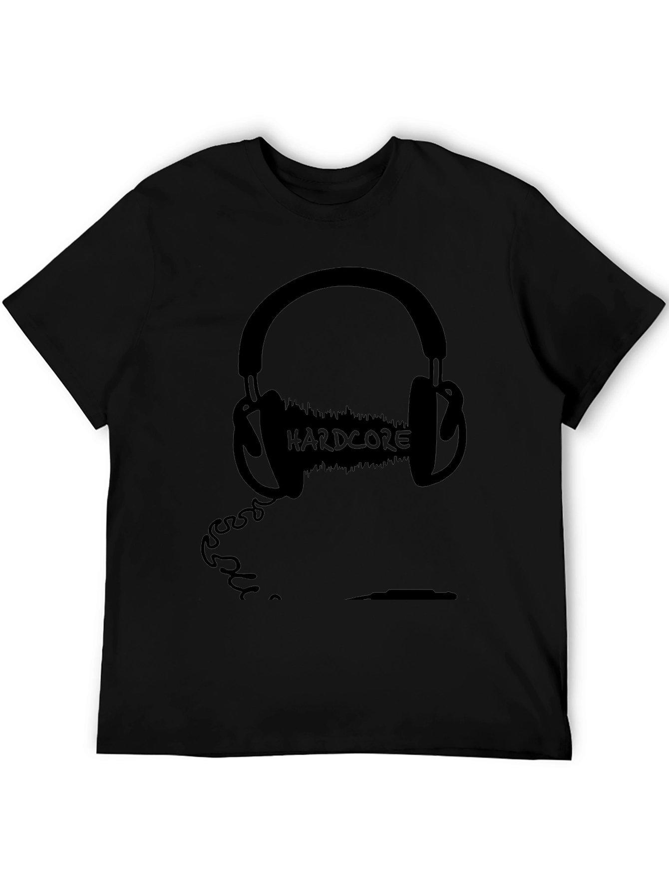 Black Hardcore Music Headphone Graphic Tee - Black Cotton Blend view 5
