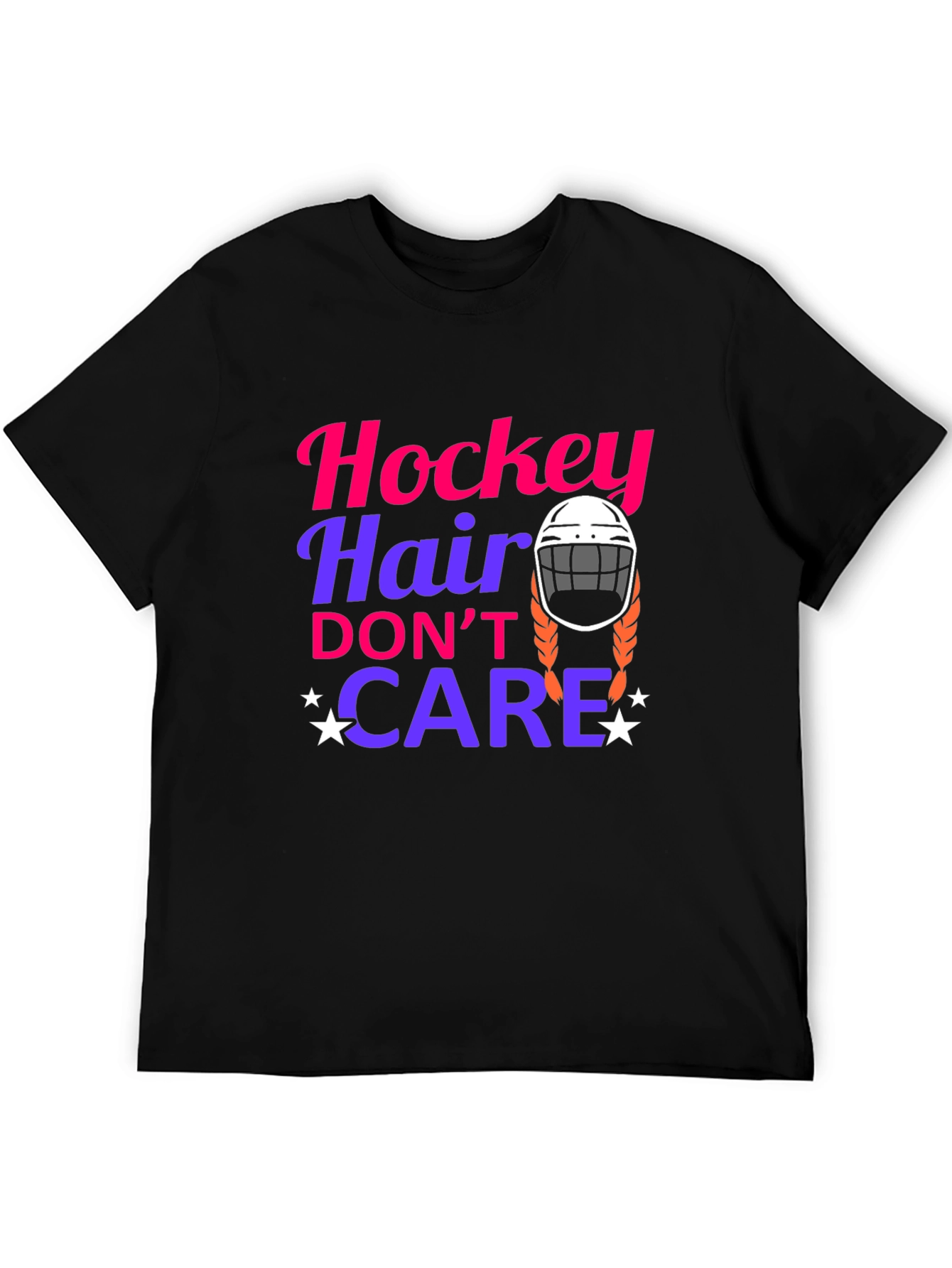 Black Hockey Hair Don't Care Graphic Tee view 5