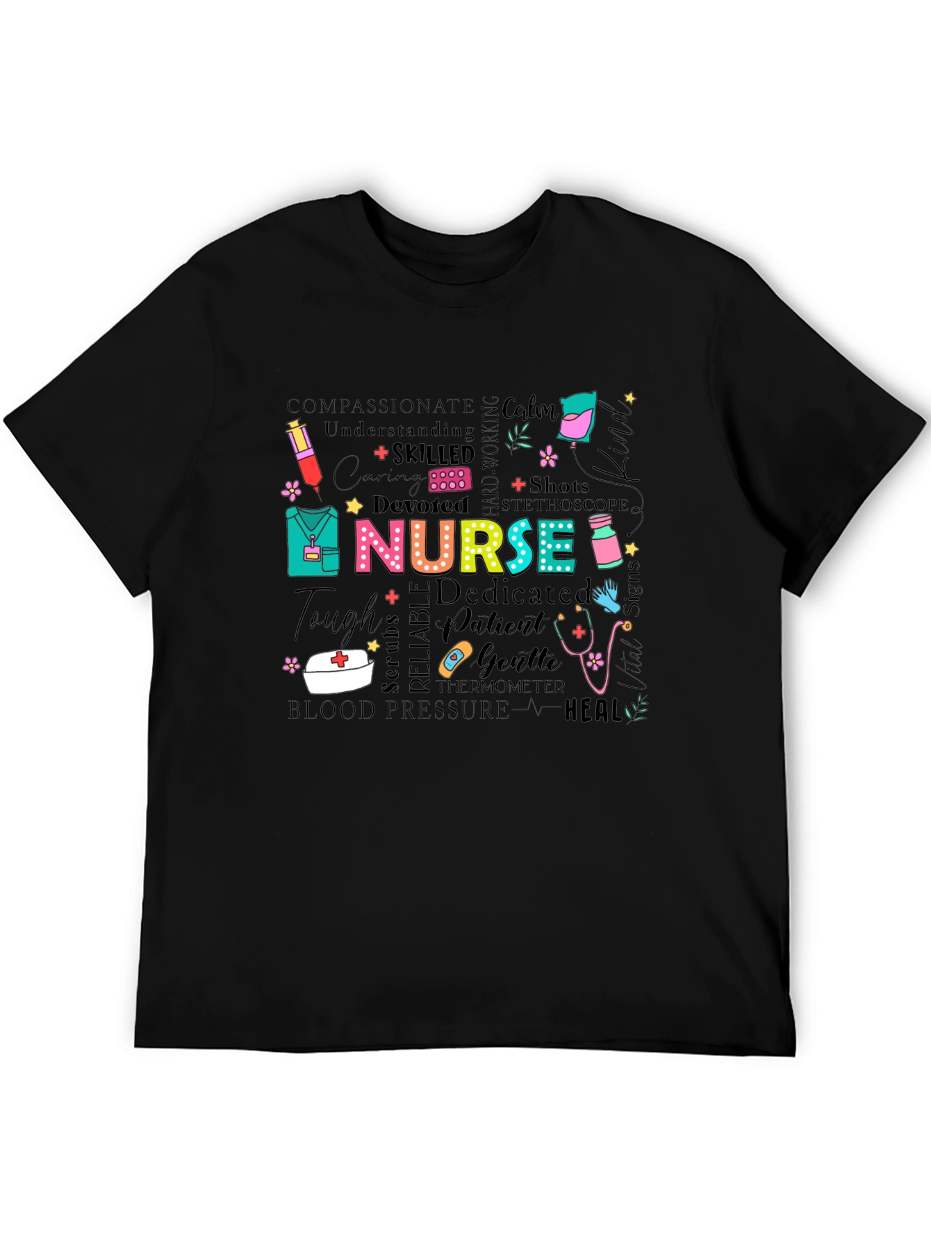Black Nurse Graphic T-Shirt - Medical Professional Apparel view 5
