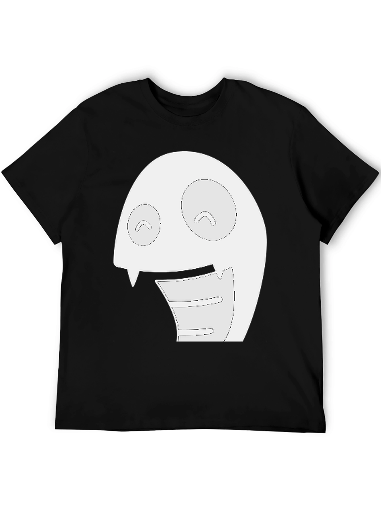 Black Fun Cartoon Face Graphic Tee - Black Cotton T-Shirt view 5