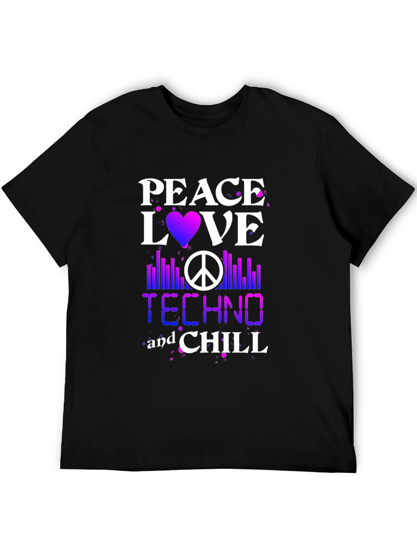 Black Peace Love Techno Chill T-Shirt view 5