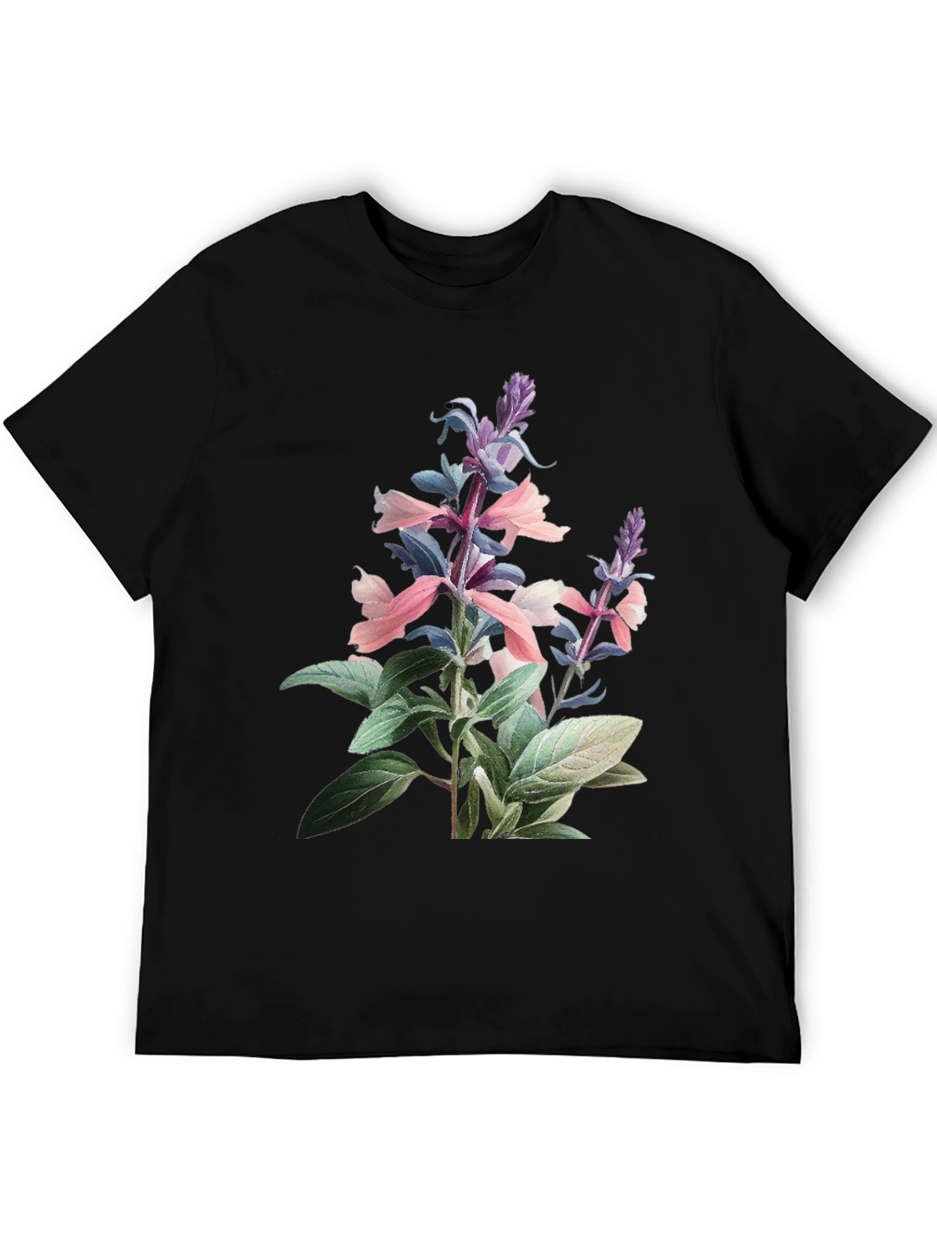 Black Floral Print Black T-Shirt view 5