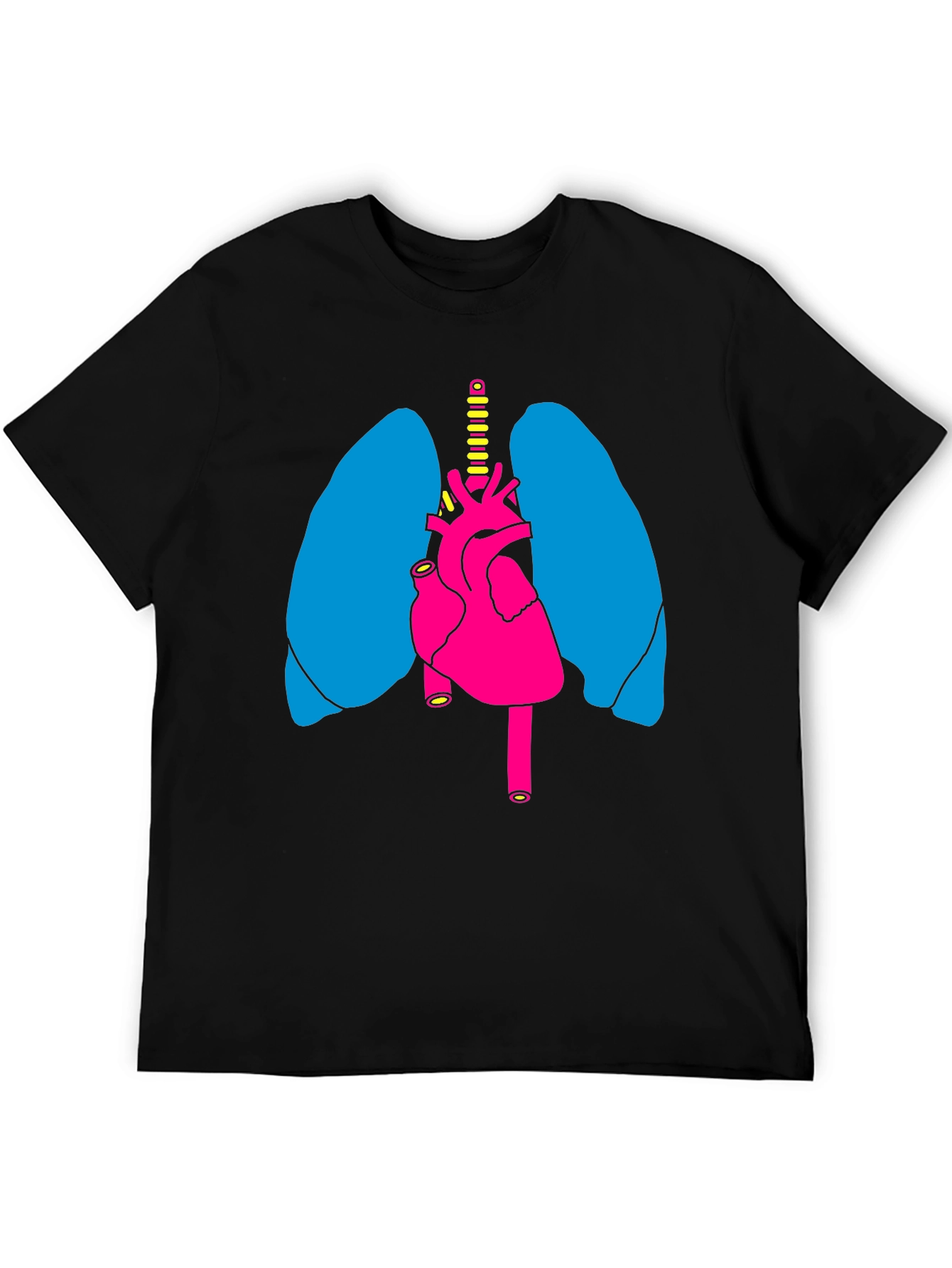 Black Anatomy Heart Lungs Graphic Tee - Black Unisex Shirt view 5