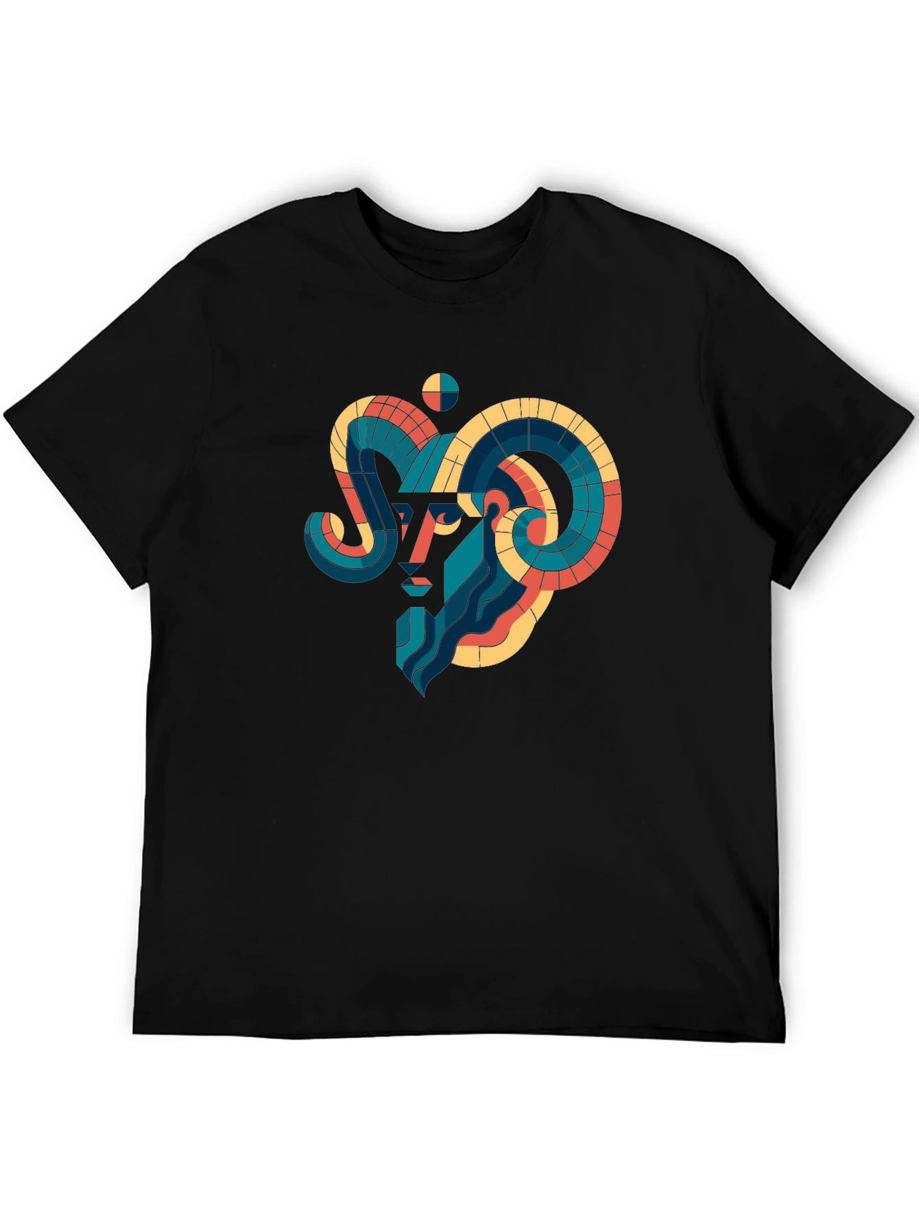 Black Geometric Aries Ram Graphic Tee - Black view 5