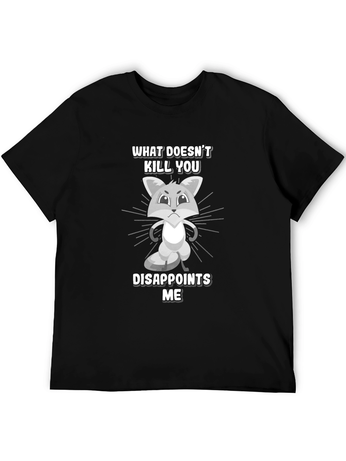Black Funny Disappointed Fox Graphic T-Shirt view 5