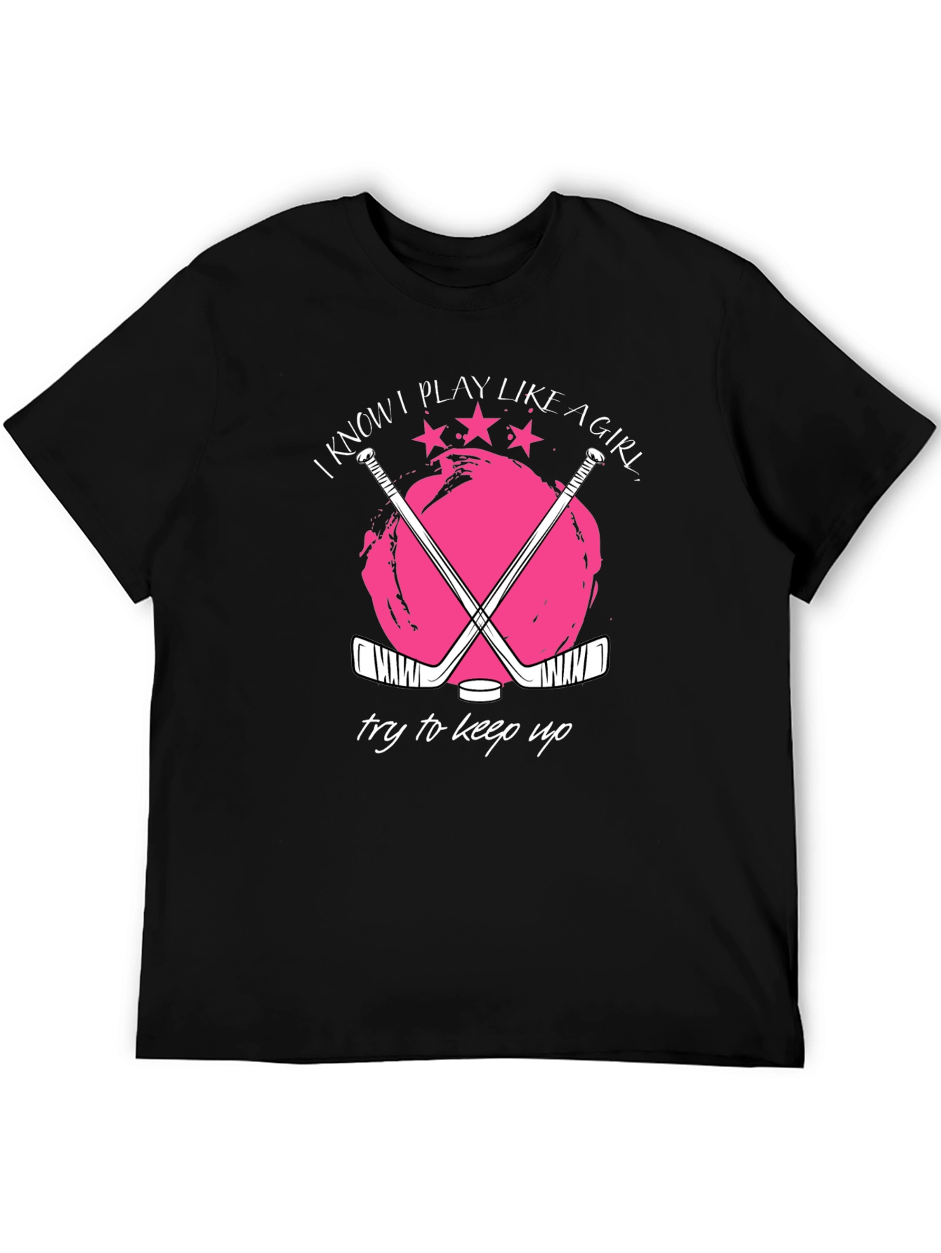 Black I Know I Play Like a Girl Hockey Graphic T-Shirt view 5