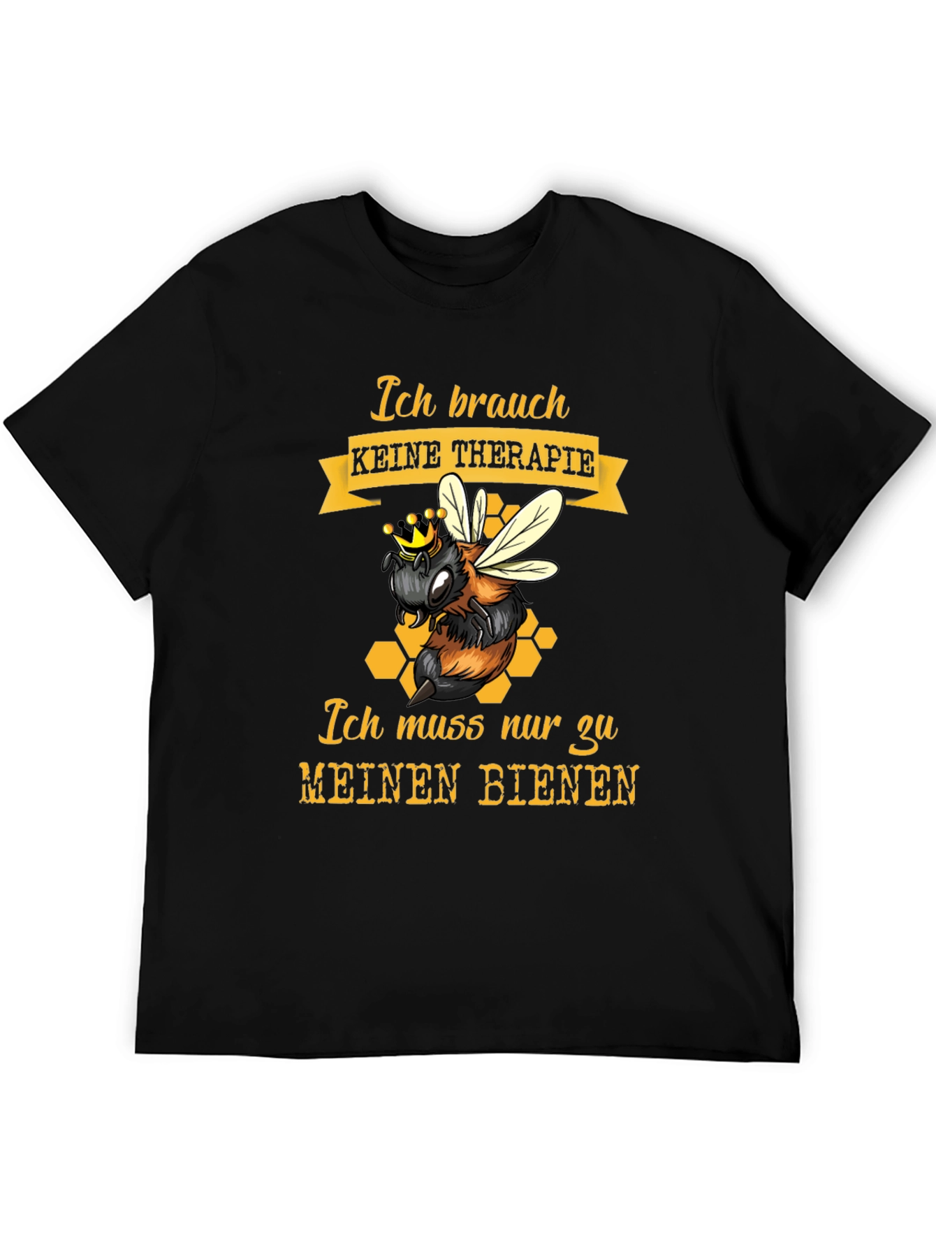 Black Bee Therapy T-Shirt - German Slogan, Honeycomb Design view 5