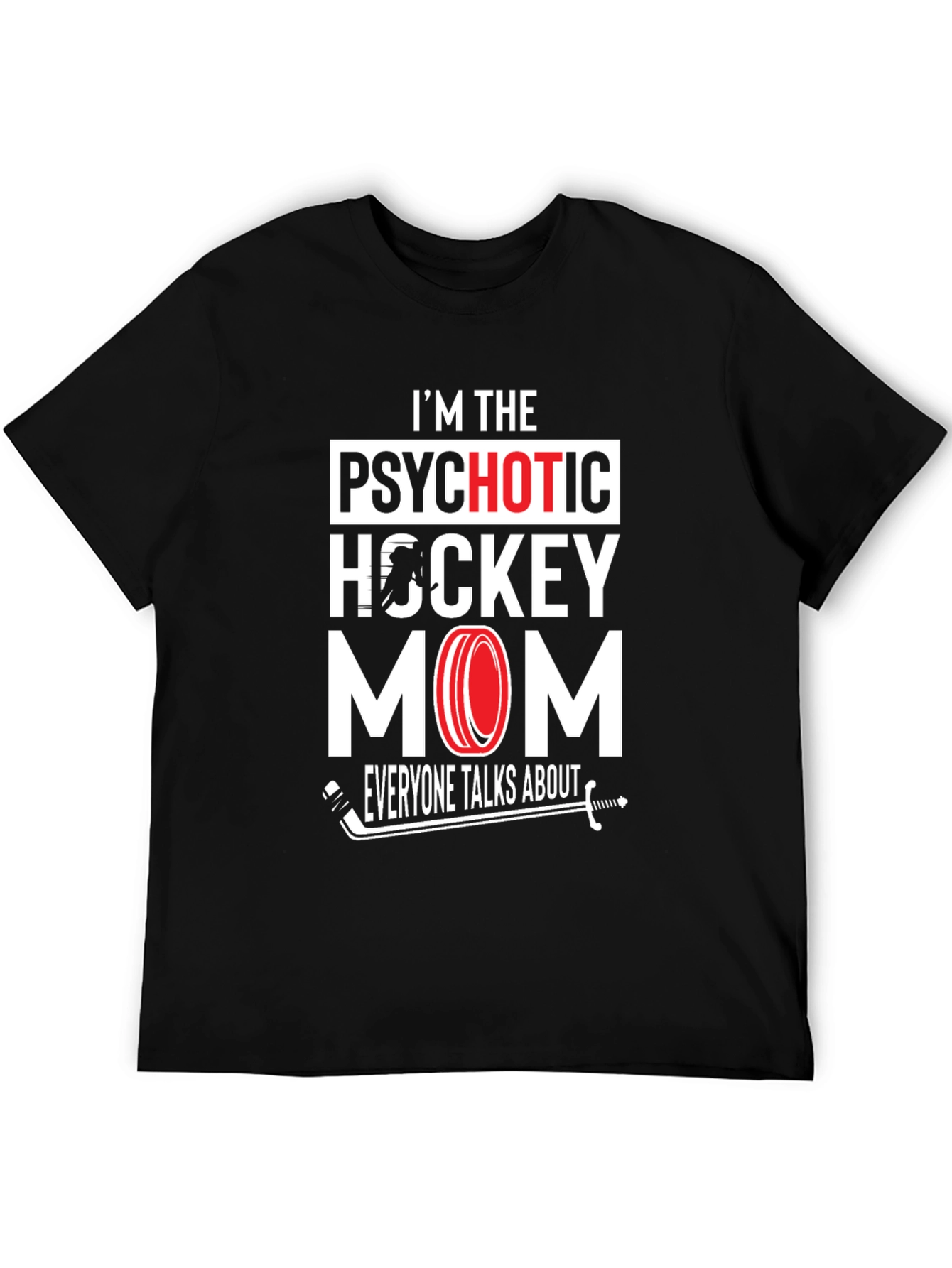 Black Psychotic Hockey Mom T-Shirt - Black view 5
