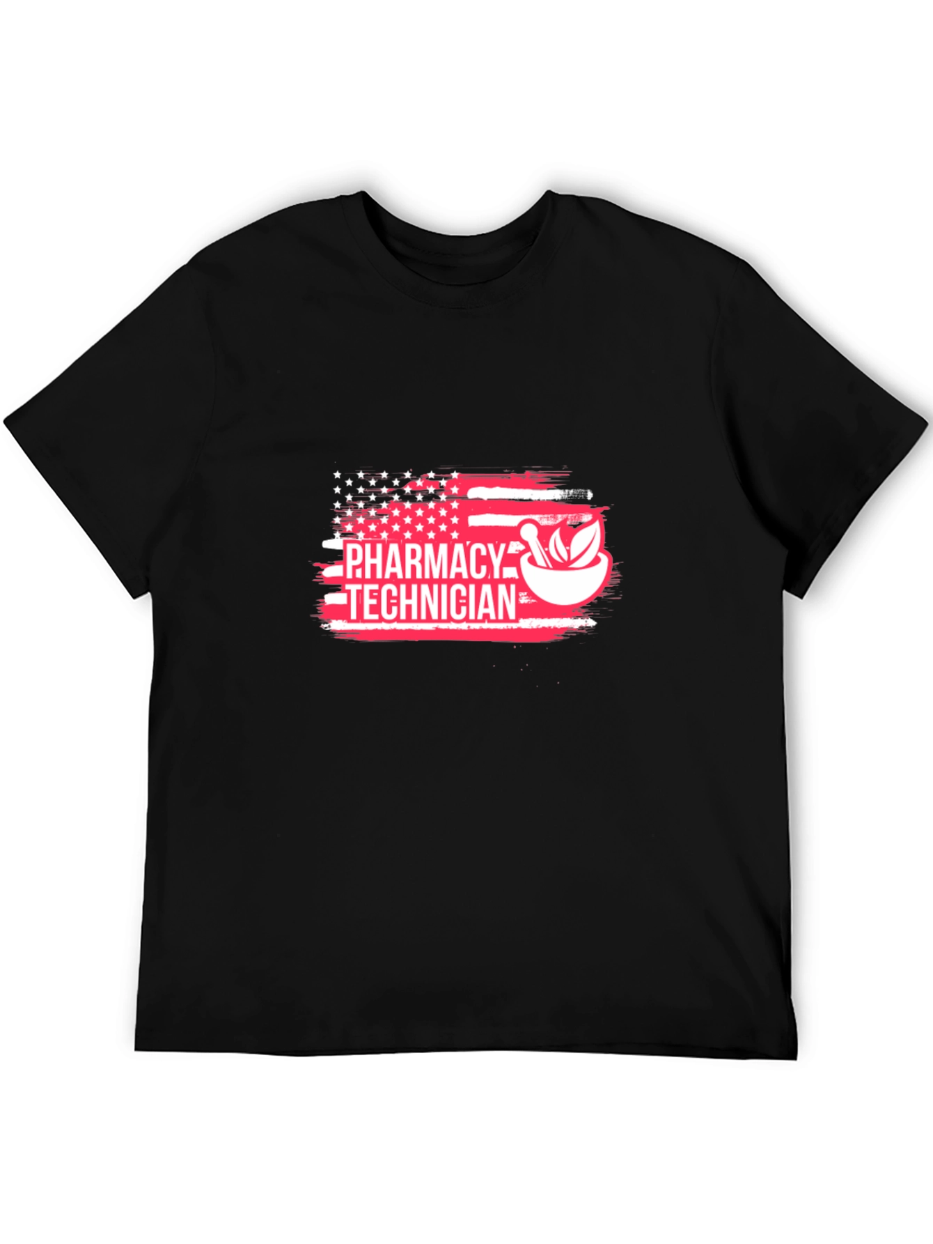 Black Pharmacy Technician American Flag Graphic T-Shirt view 5