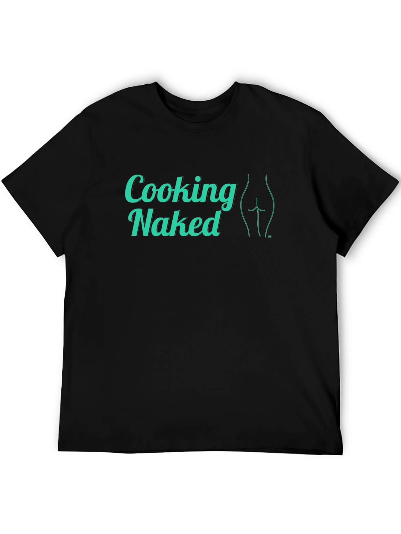 Black Cooking Naked T-Shirt - Cheeky Graphic Tee view 5