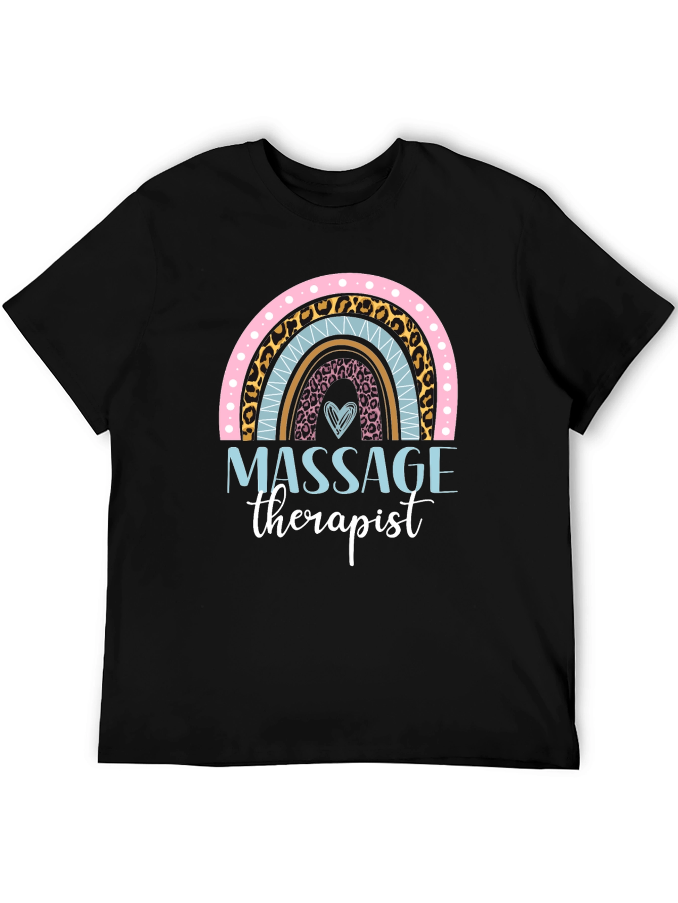 Black Massage Therapist Rainbow Graphic T-Shirt view 5