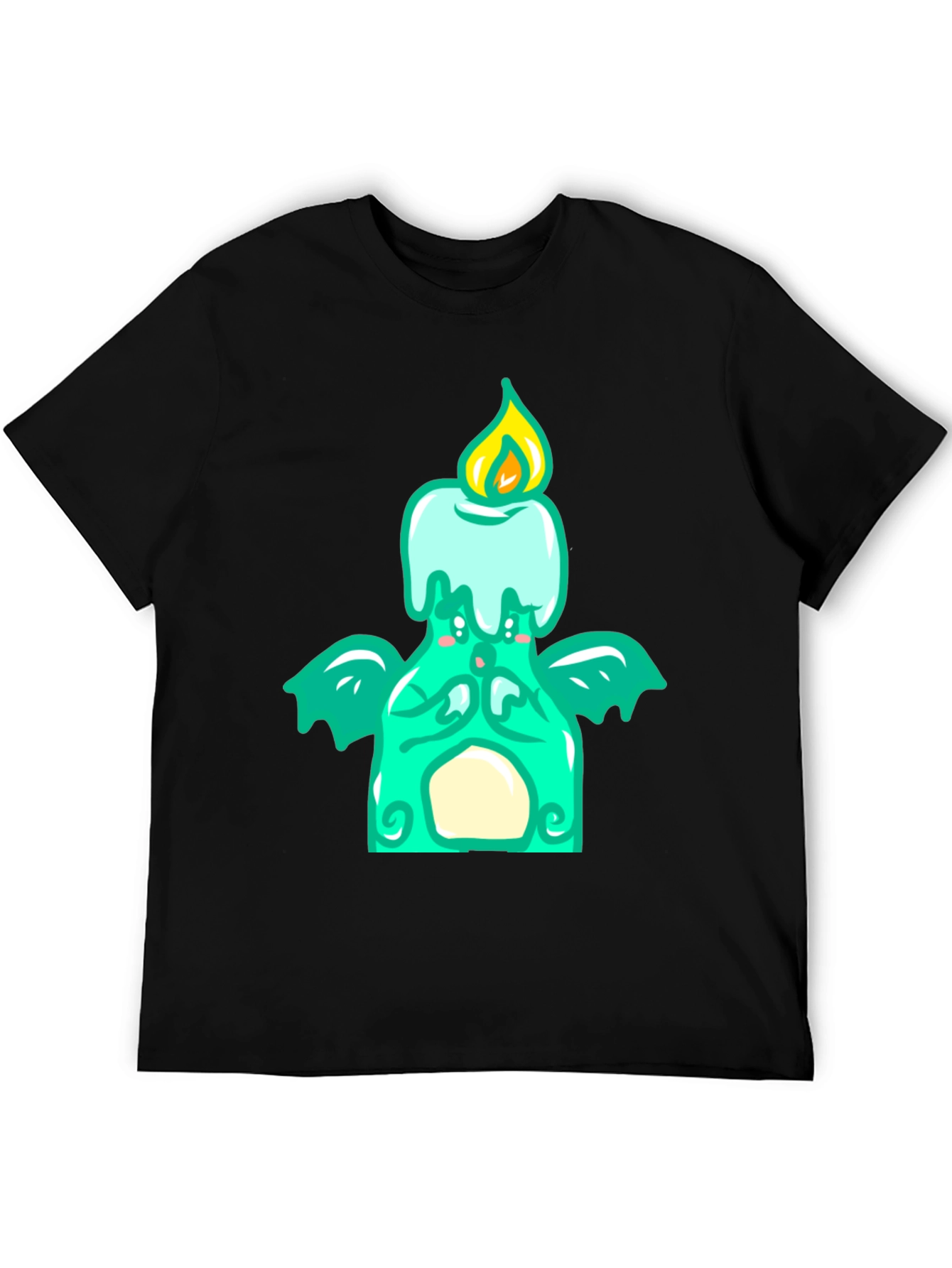 Black Whimsical Candle Dragon Graphic Tee view 5