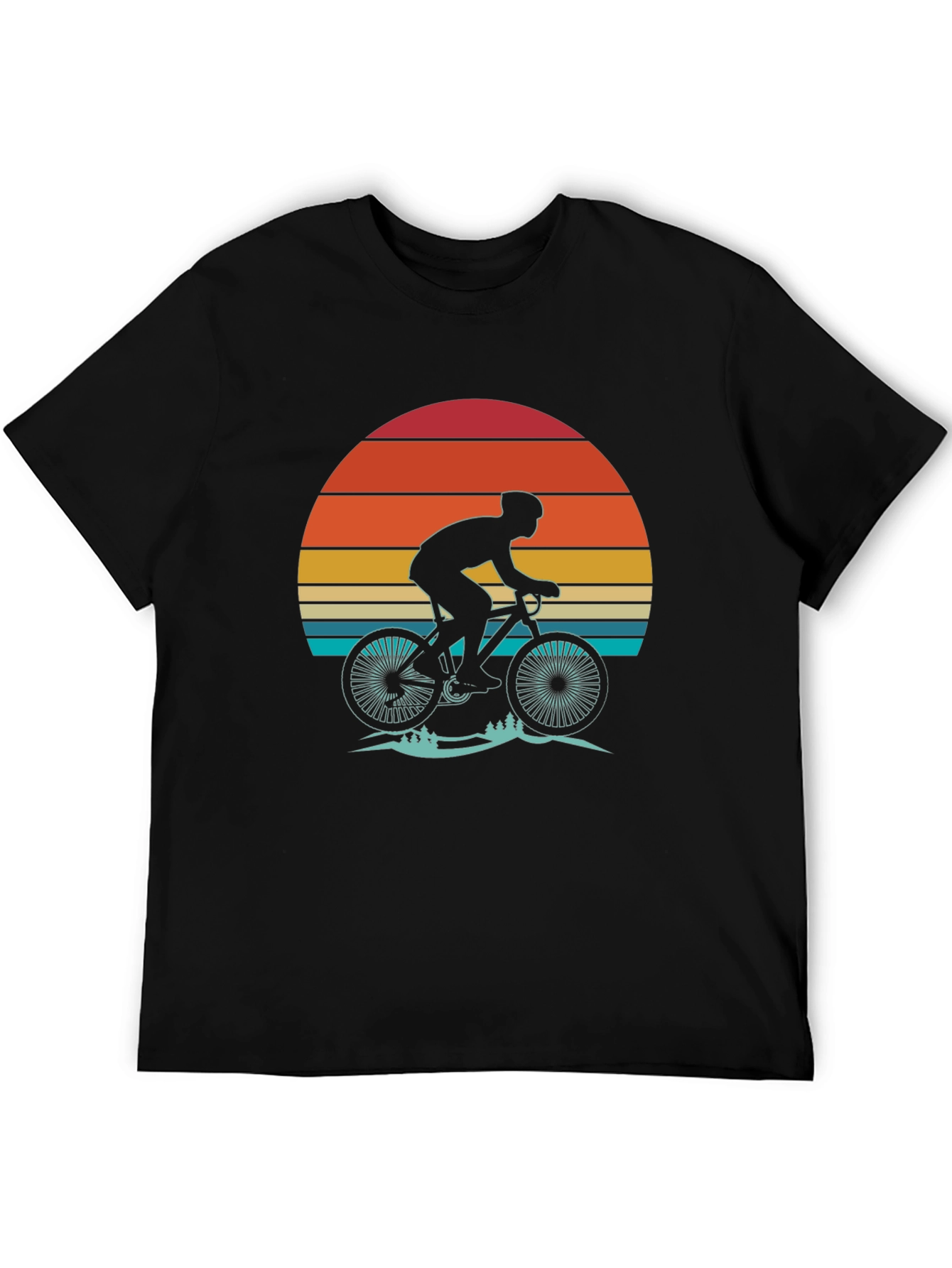 Black Retro Sunset Biker T-Shirt - Vintage Cycling Tee view 5
