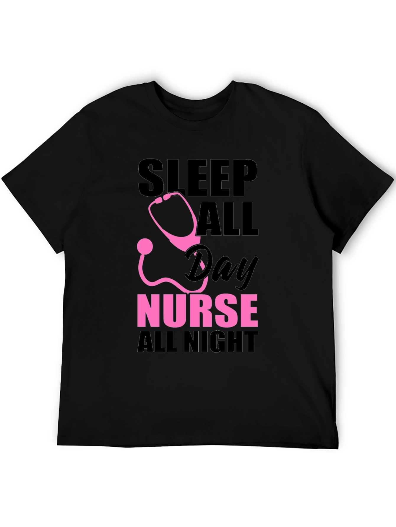 Black Nurse Sleep All Day T-Shirt view 5