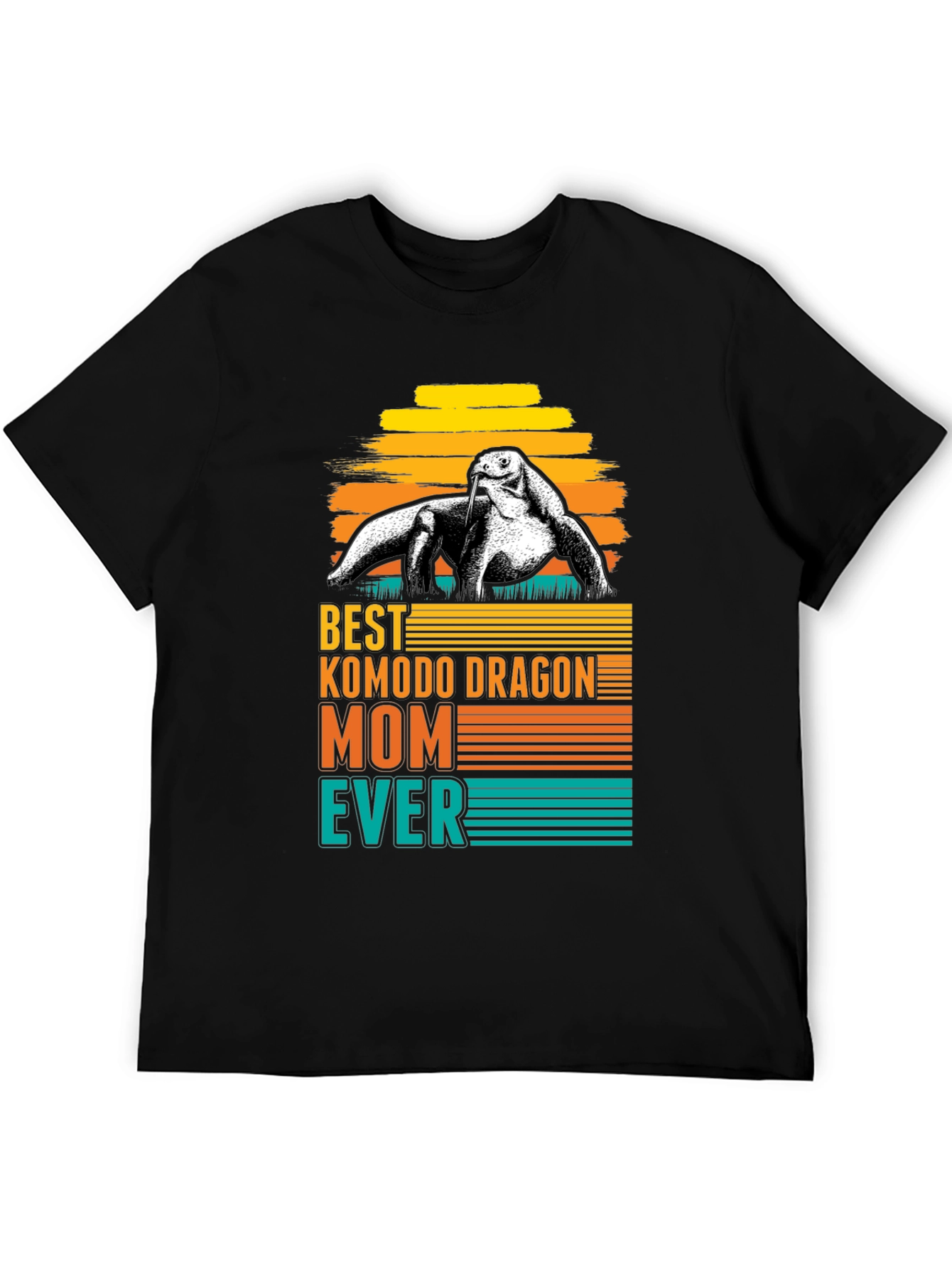 Black Komodo Dragon Mom Ever T-Shirt - Retro Style view 5