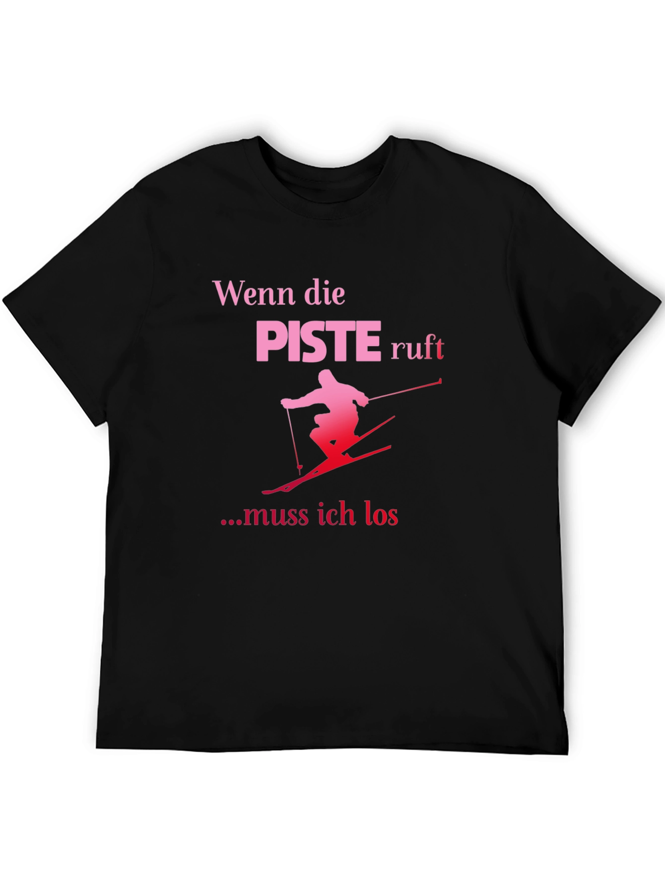 Black Funny Skiing T-Shirt: Wenn die Piste Ruft view 5