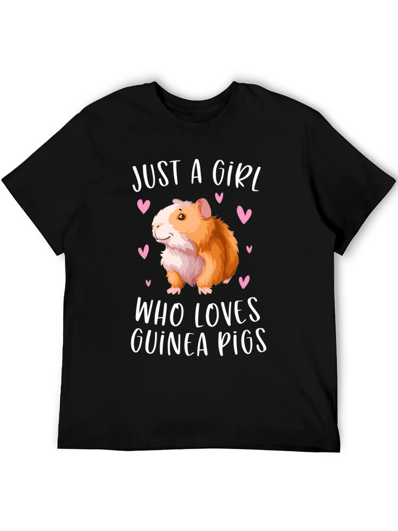 Black Just a Girl Who Loves Guinea Pigs T-Shirt view 5