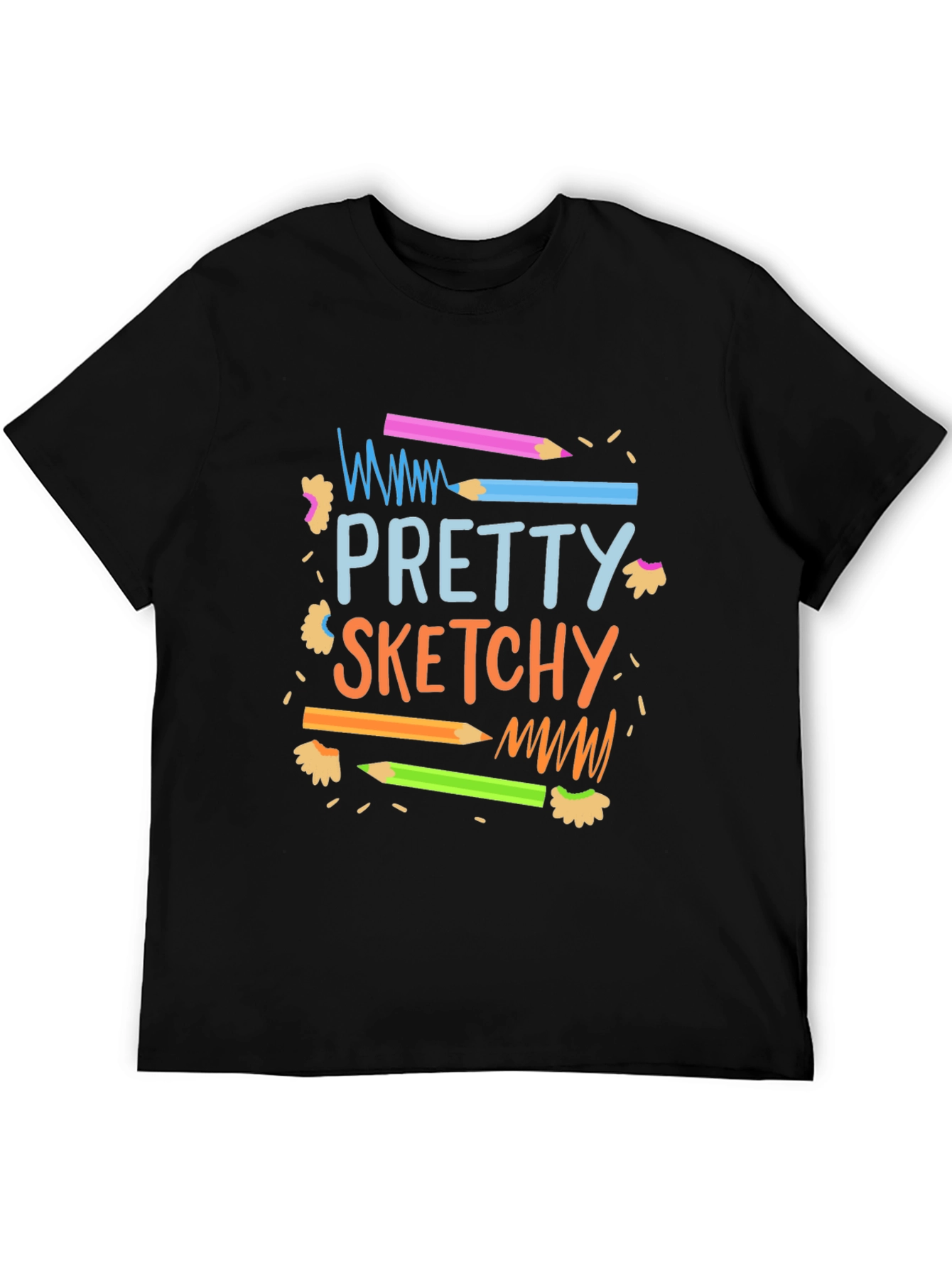 Black Pretty Sketchy Graphic T-Shirt - Unisex view 5