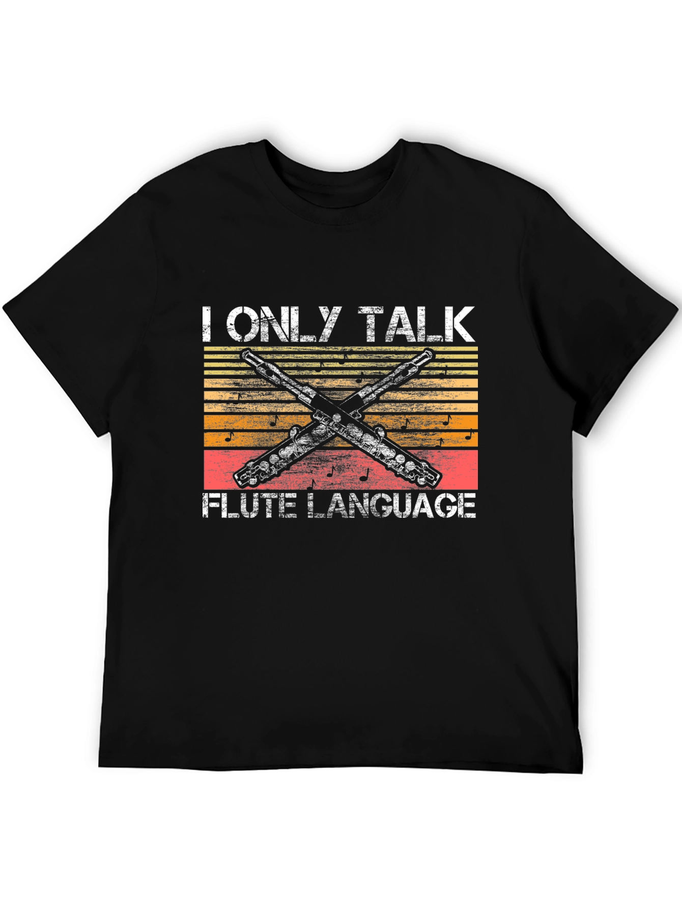 Black I Only Talk Flute Language T-Shirt - Musician Tee view 5