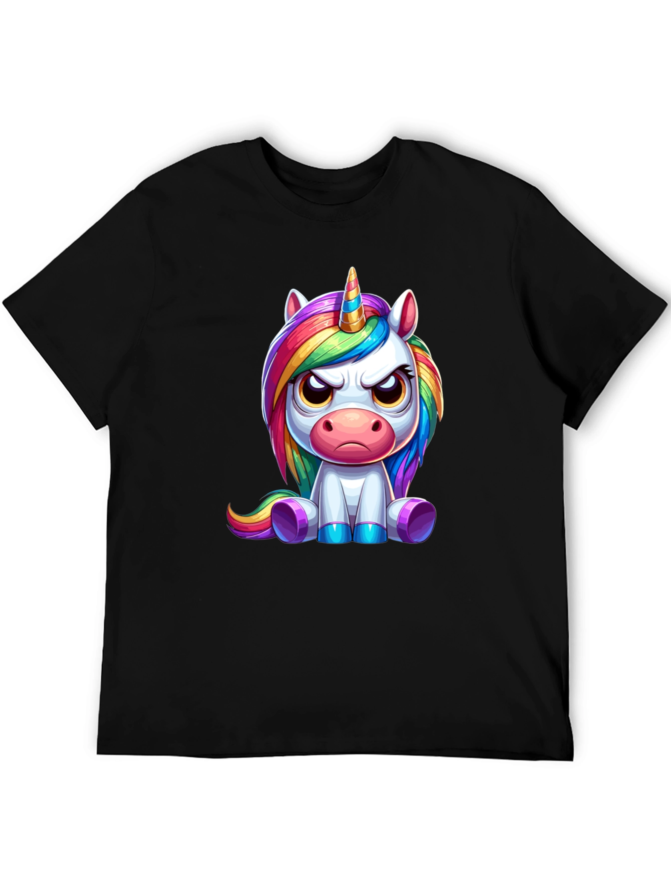 Black Grumpy Unicorn Graphic Tee - Black view 5