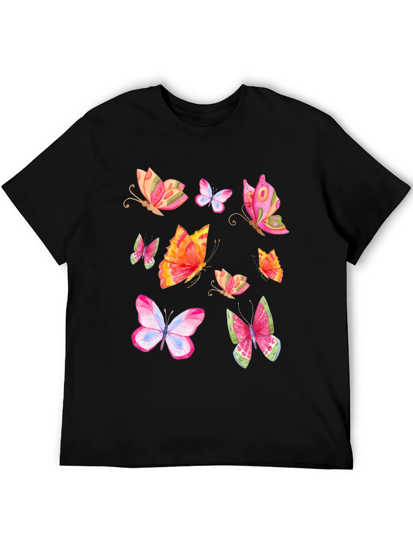 Black Butterfly Print Black T-Shirt view 5