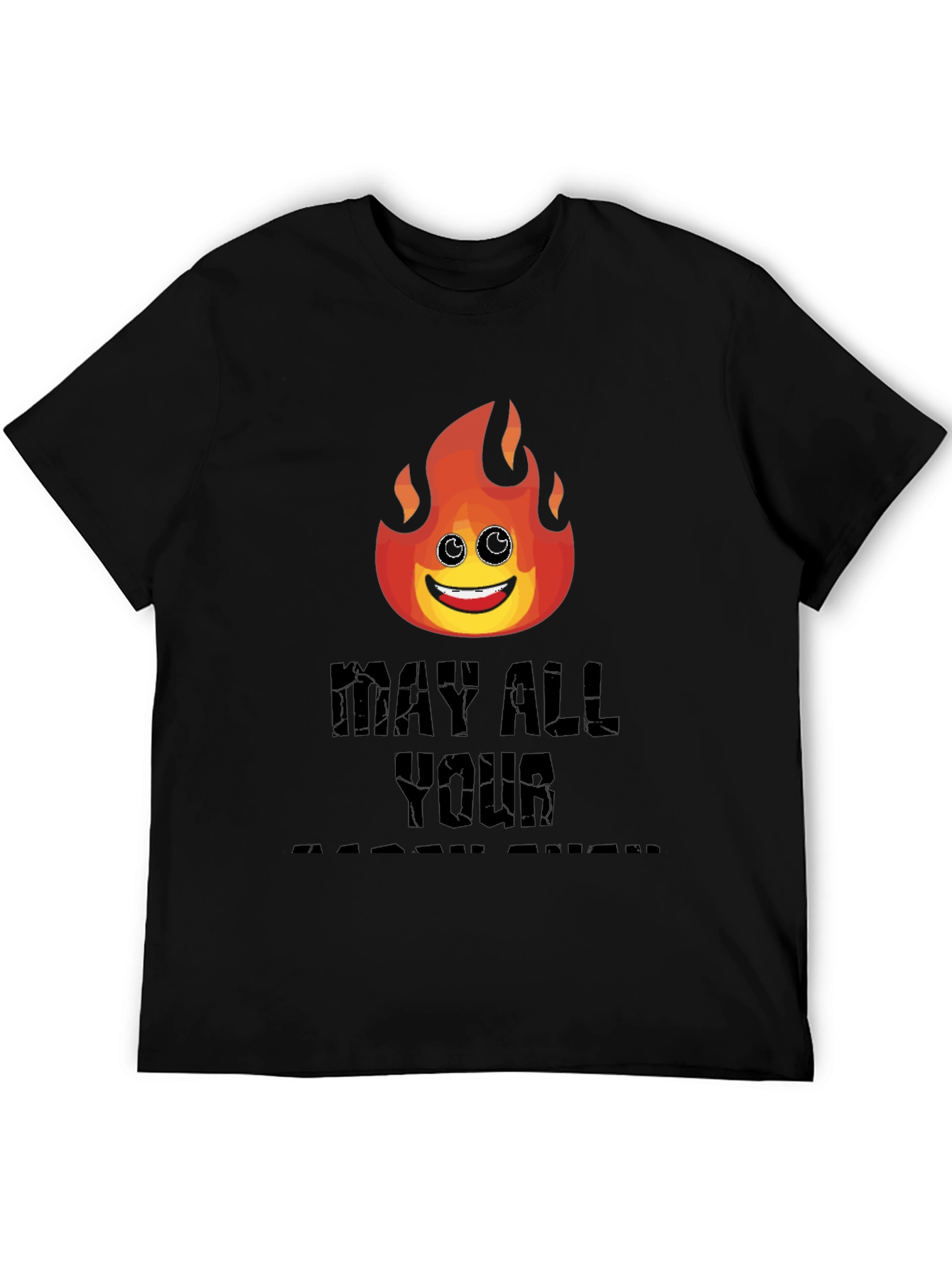 Black Funny Emoji Flame T-Shirt - May All Your Bacon Burn view 5