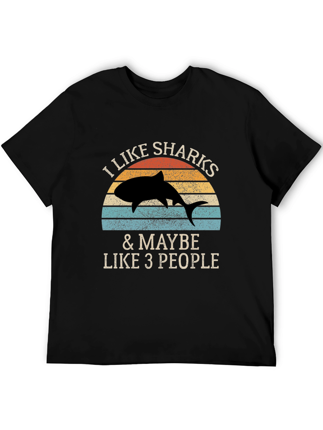 Black I Like Sharks & Maybe Like 3 People T-Shirt view 5