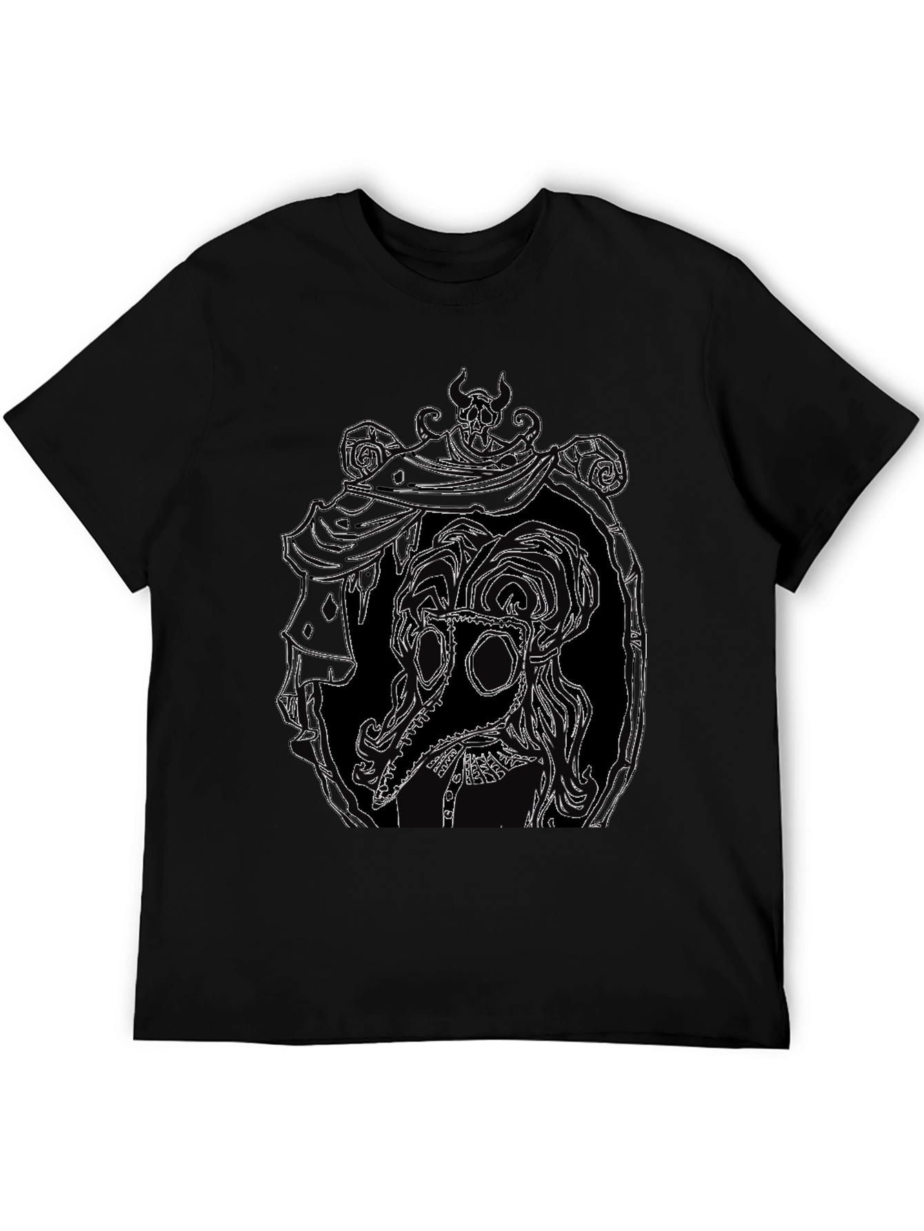 Black Plague Doctor Graphic Tee - Black Cotton T-Shirt view 5