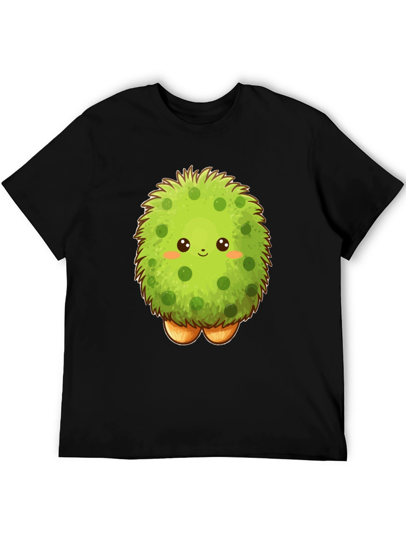 Black Cute Fluffy Green Monster Graphic T-Shirt view 5