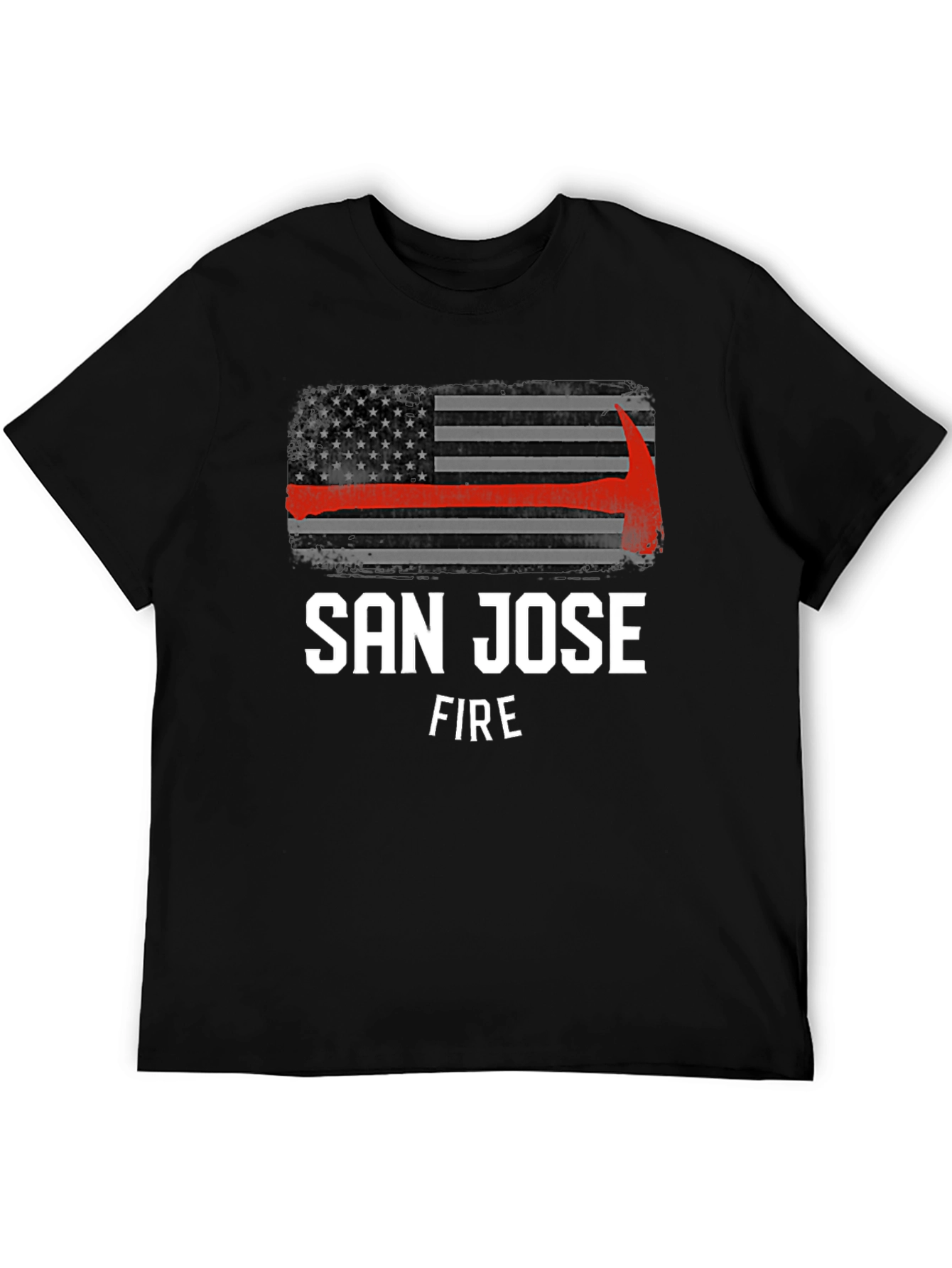 Black San Jose Fire T-Shirt - Thin Red Line Axe view 5
