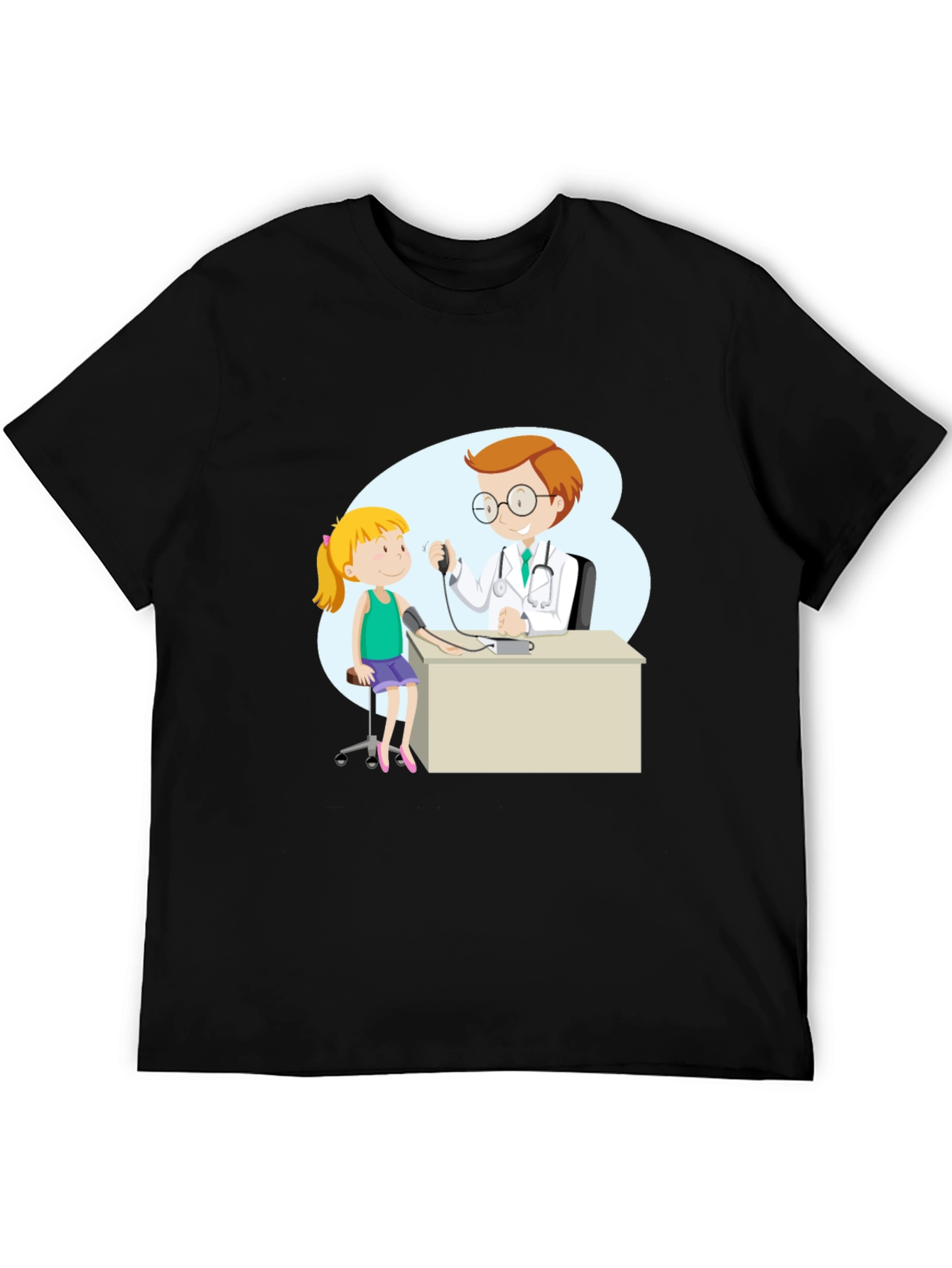 Black Doctor Visit Graphic Tee - Black Cotton Blend T-Shirt view 5