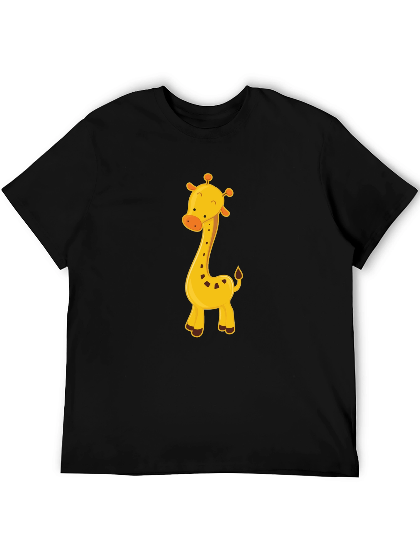 Black Cute Giraffe Graphic Tee - Black Cotton Blend view 5