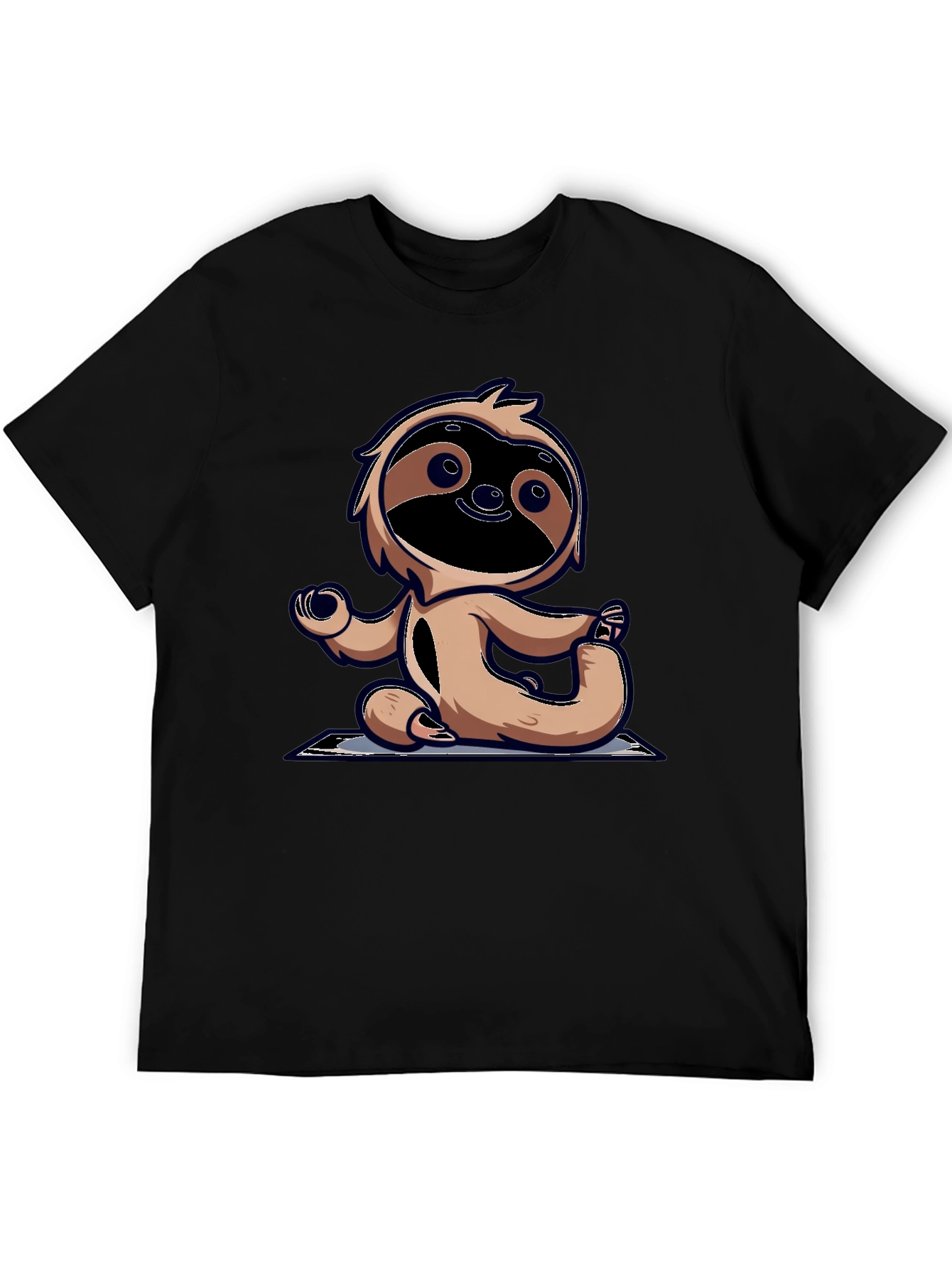Black Yoga Sloth Graphic Tee - Relaxed Fit Black T-Shirt view 5