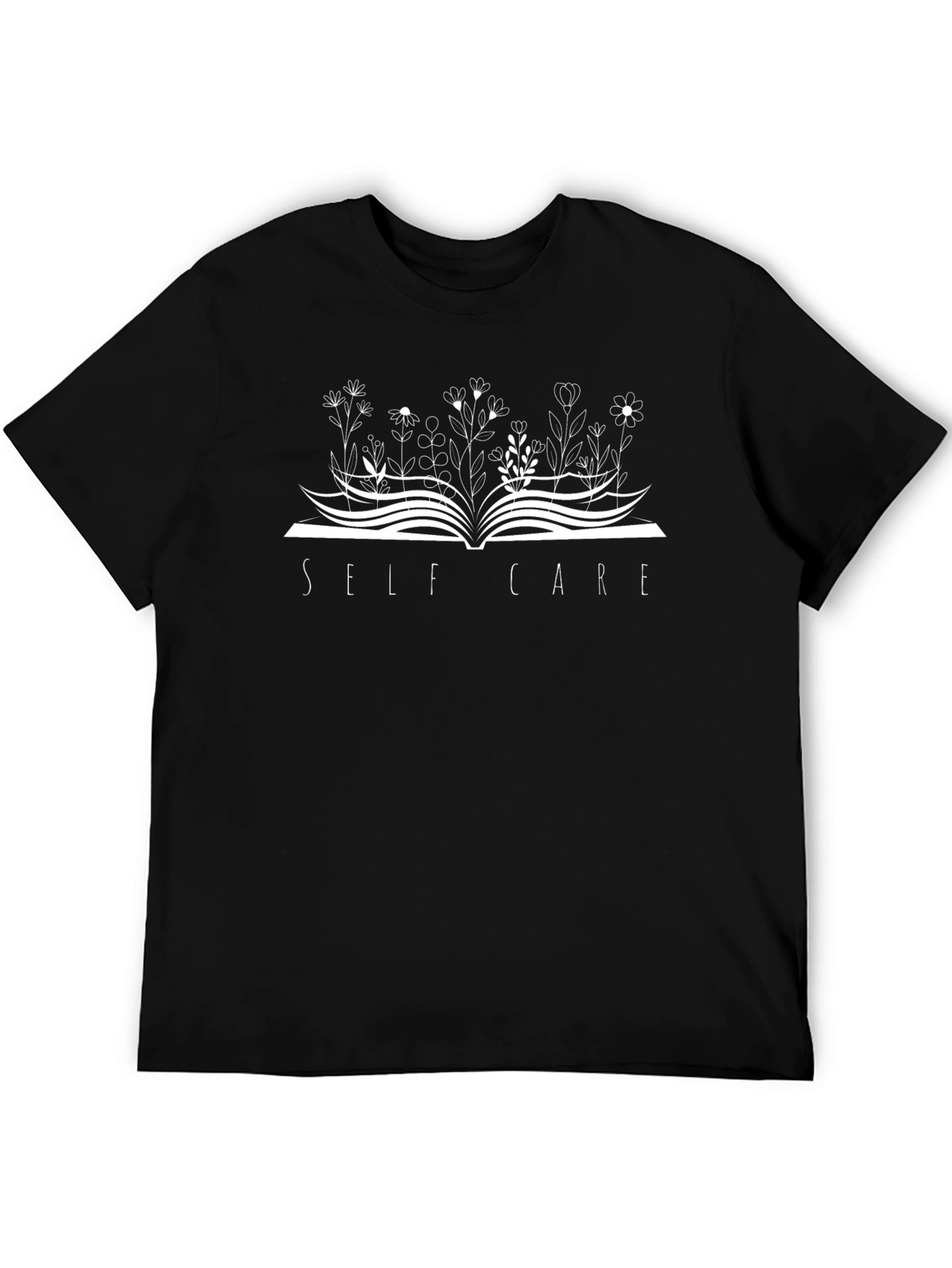 Black Self Care Book Flower T-Shirt - Black view 5