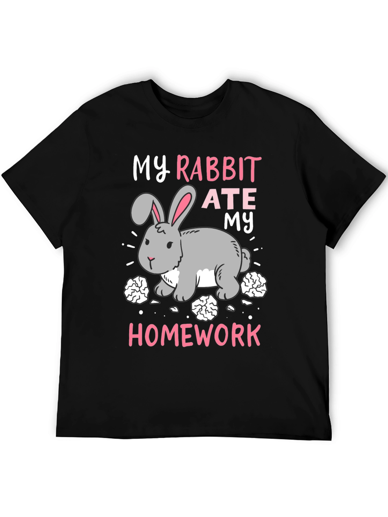 Black Rabbit Ate My Homework T-Shirt - Funny Graphic Tee view 5