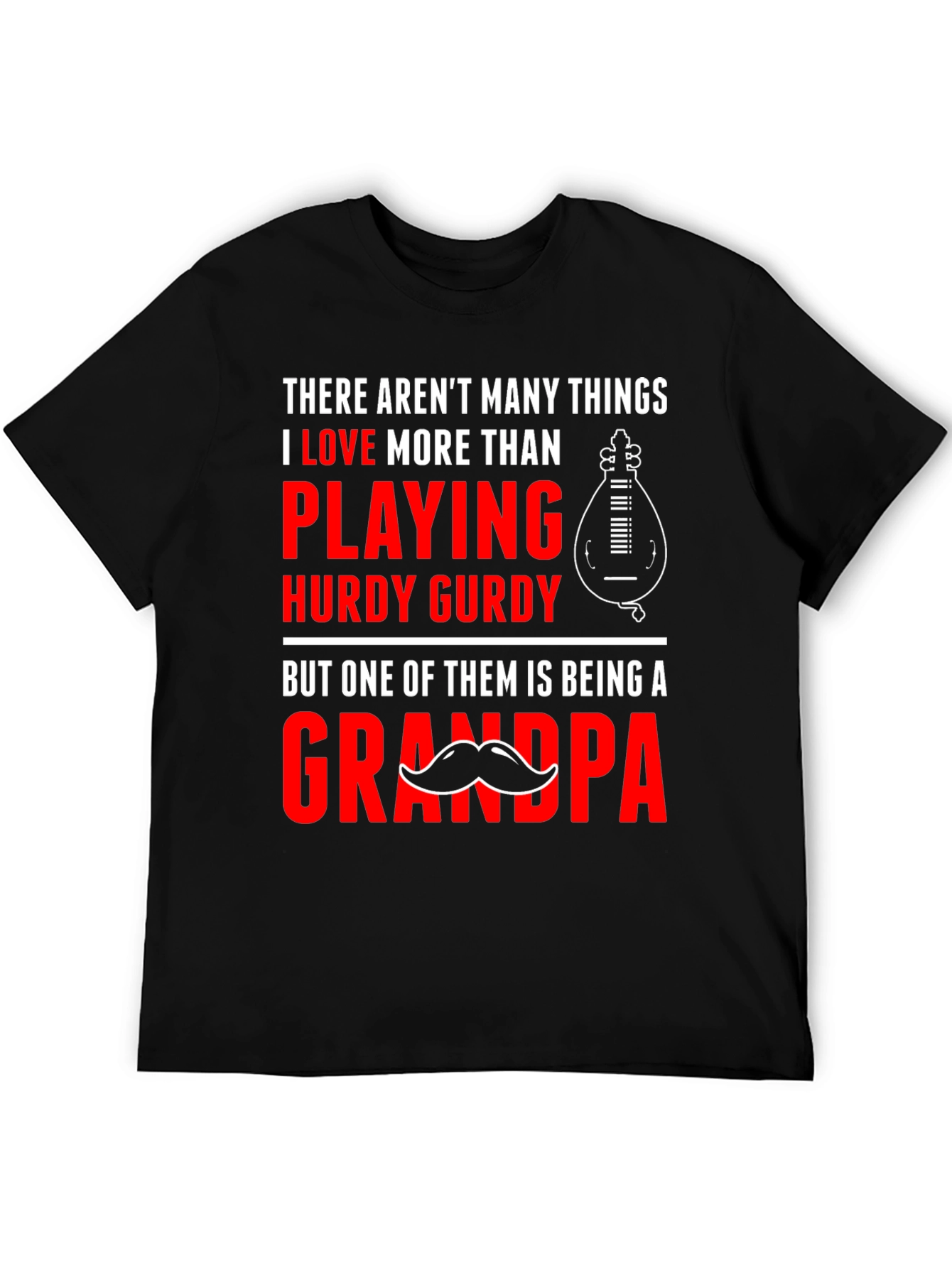 Black Hurdy Gurdy Grandpa T-Shirt view 5