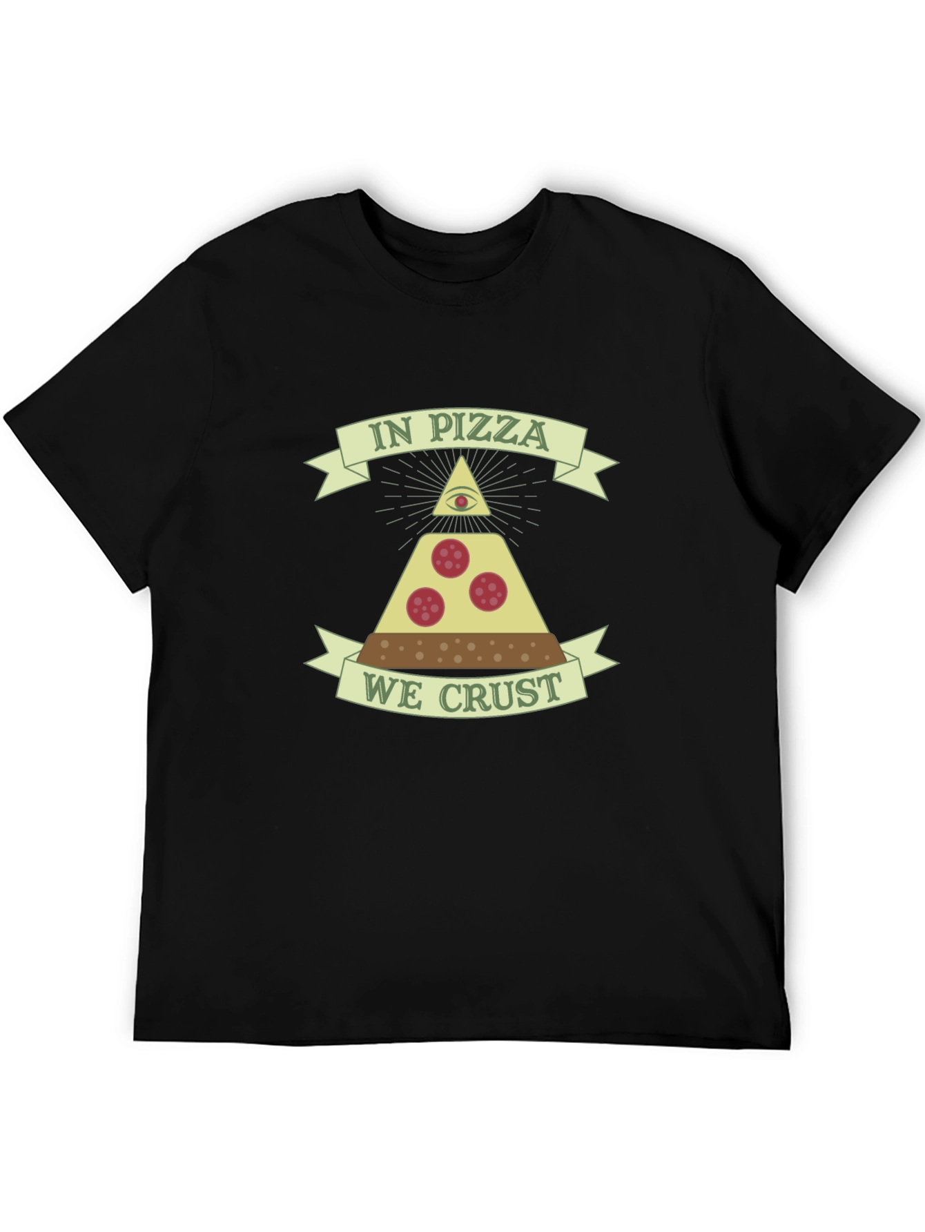 Black In Pizza We Crust Funny Graphic T-Shirt view 5
