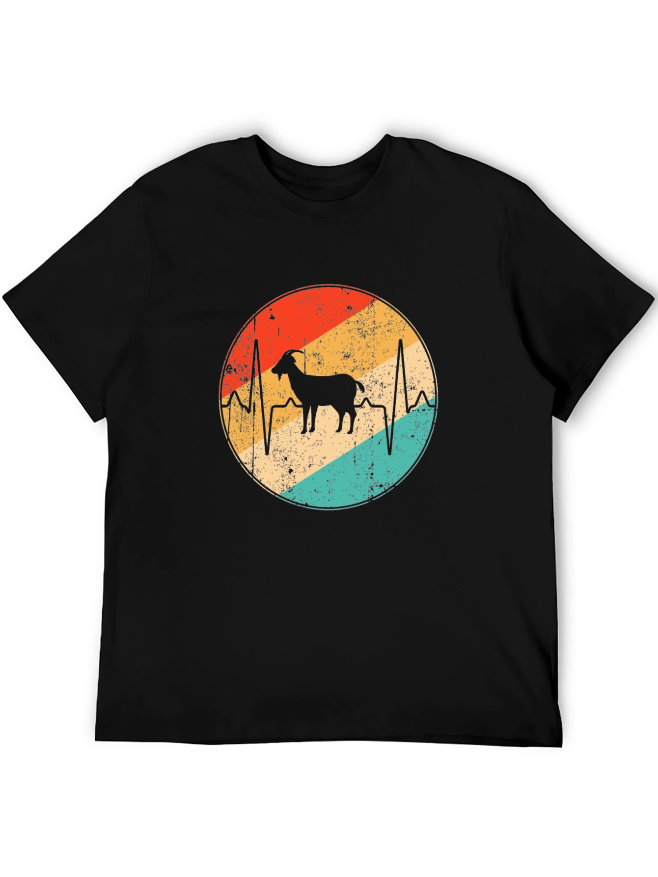 Black Vintage Goat Heartbeat T-Shirt - Black view 5