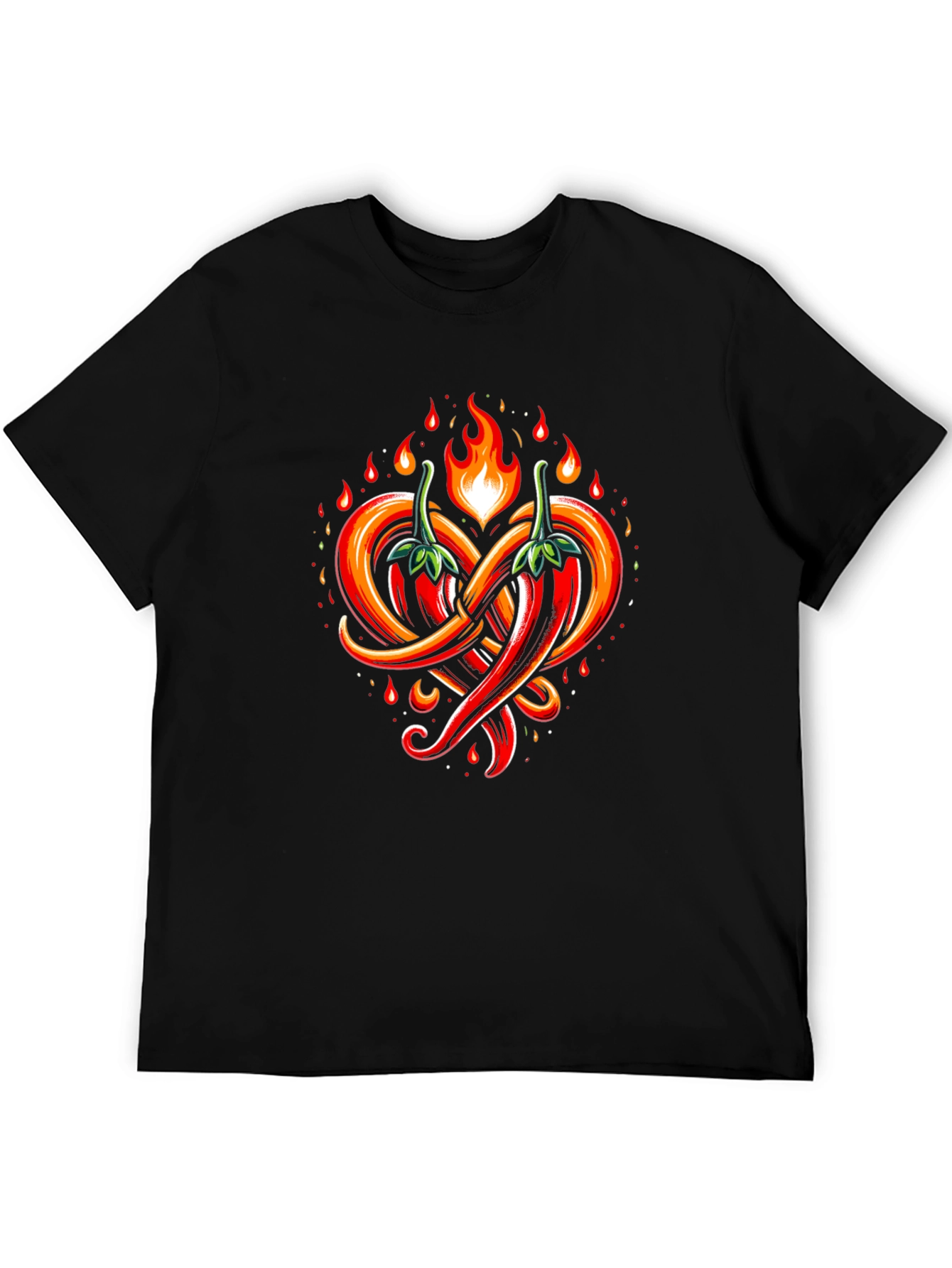 Black Spicy Chili Heart Graphic Tee - Black view 5