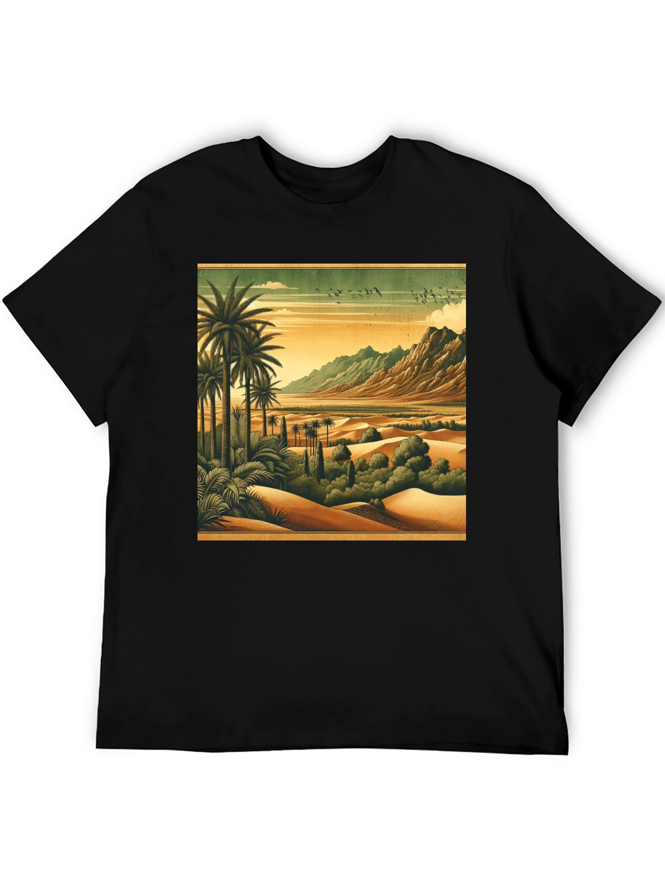 Black Retro Desert Oasis Graphic T-Shirt view 5