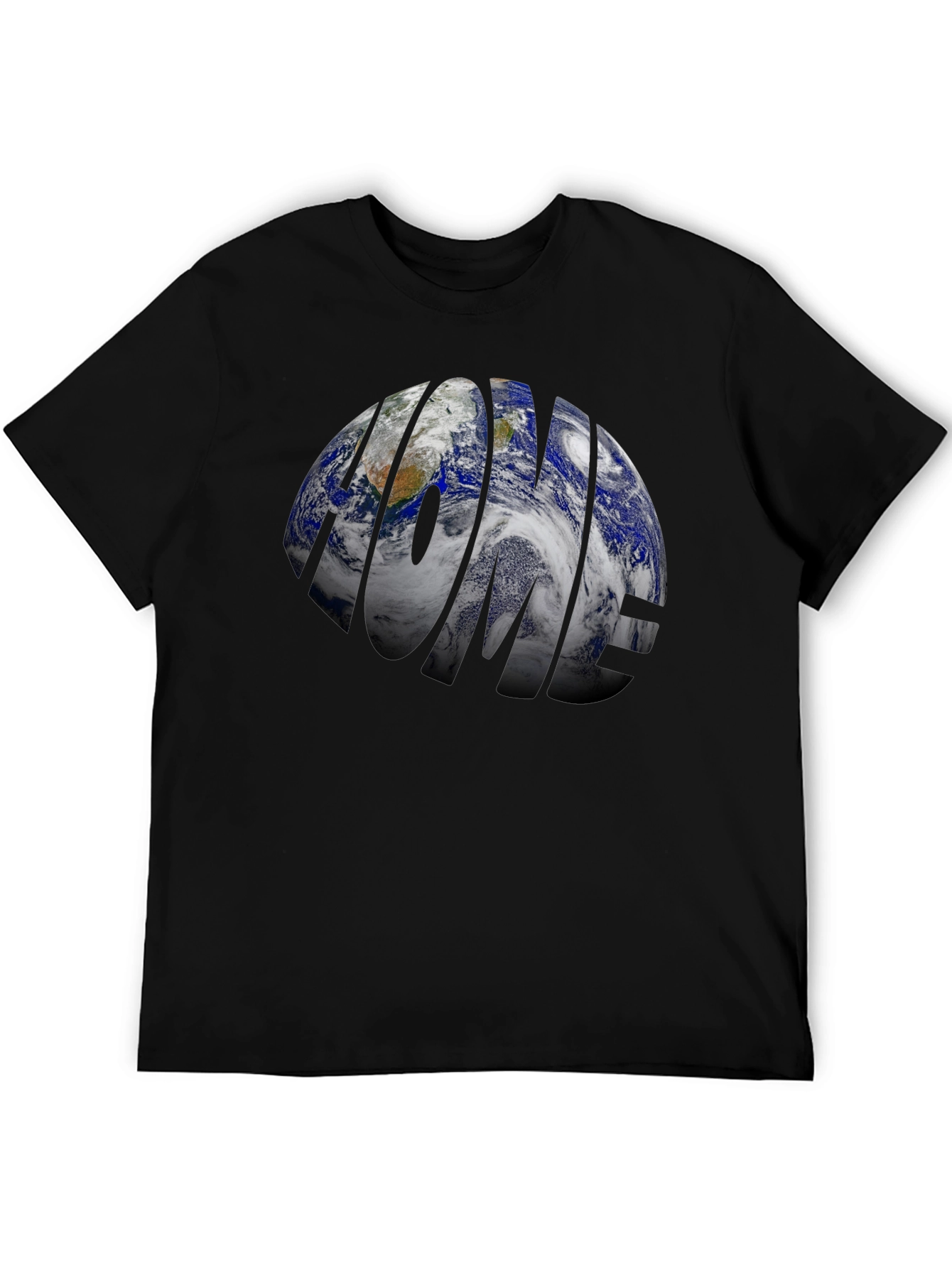 Black Home Planet Earth Graphic T-Shirt - Black view 5