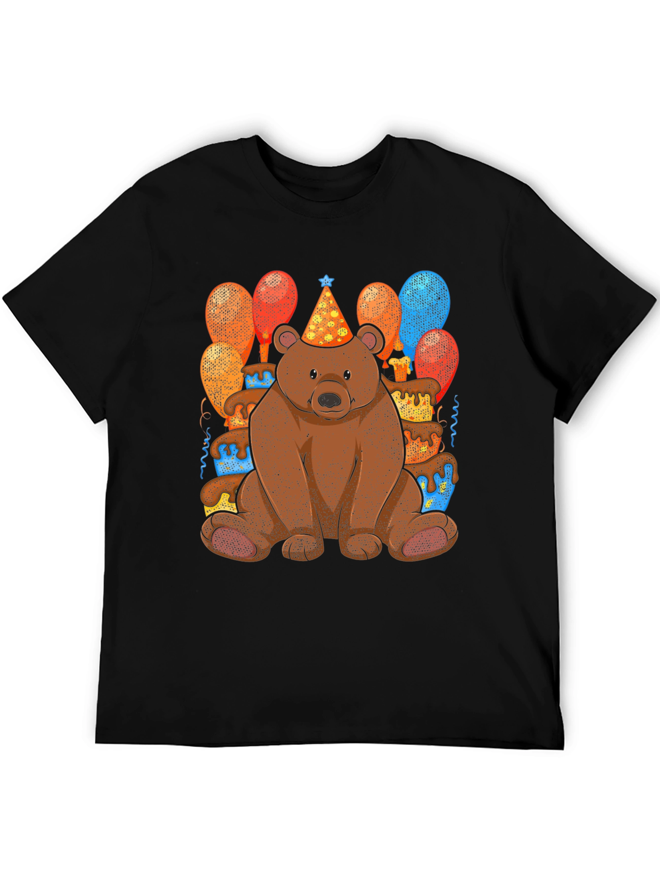 Black Birthday Bear T-Shirt: Cute Cartoon Animal Tee view 5