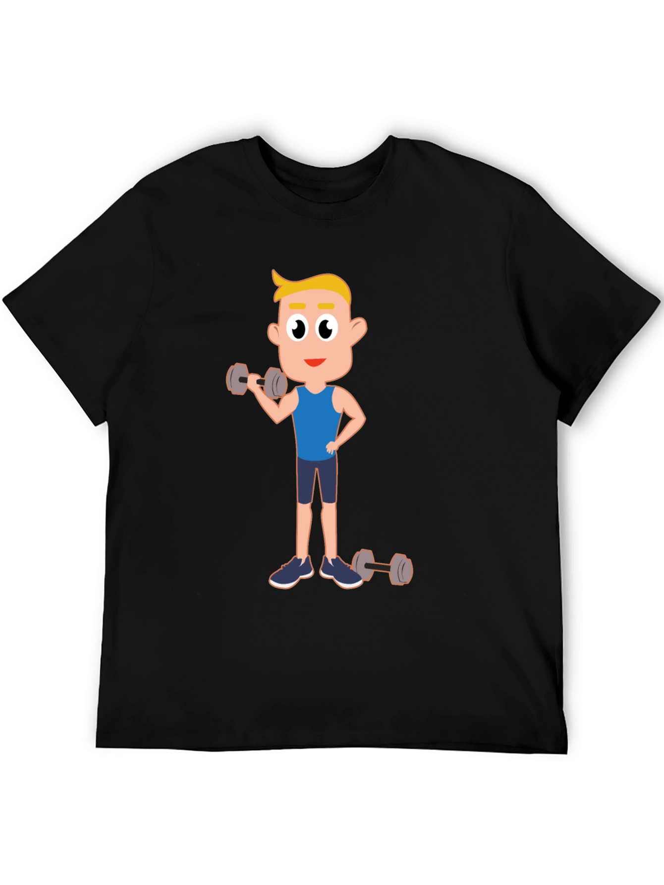 Black Cartoon Fitness T-Shirt: Gym Workout Tee view 5
