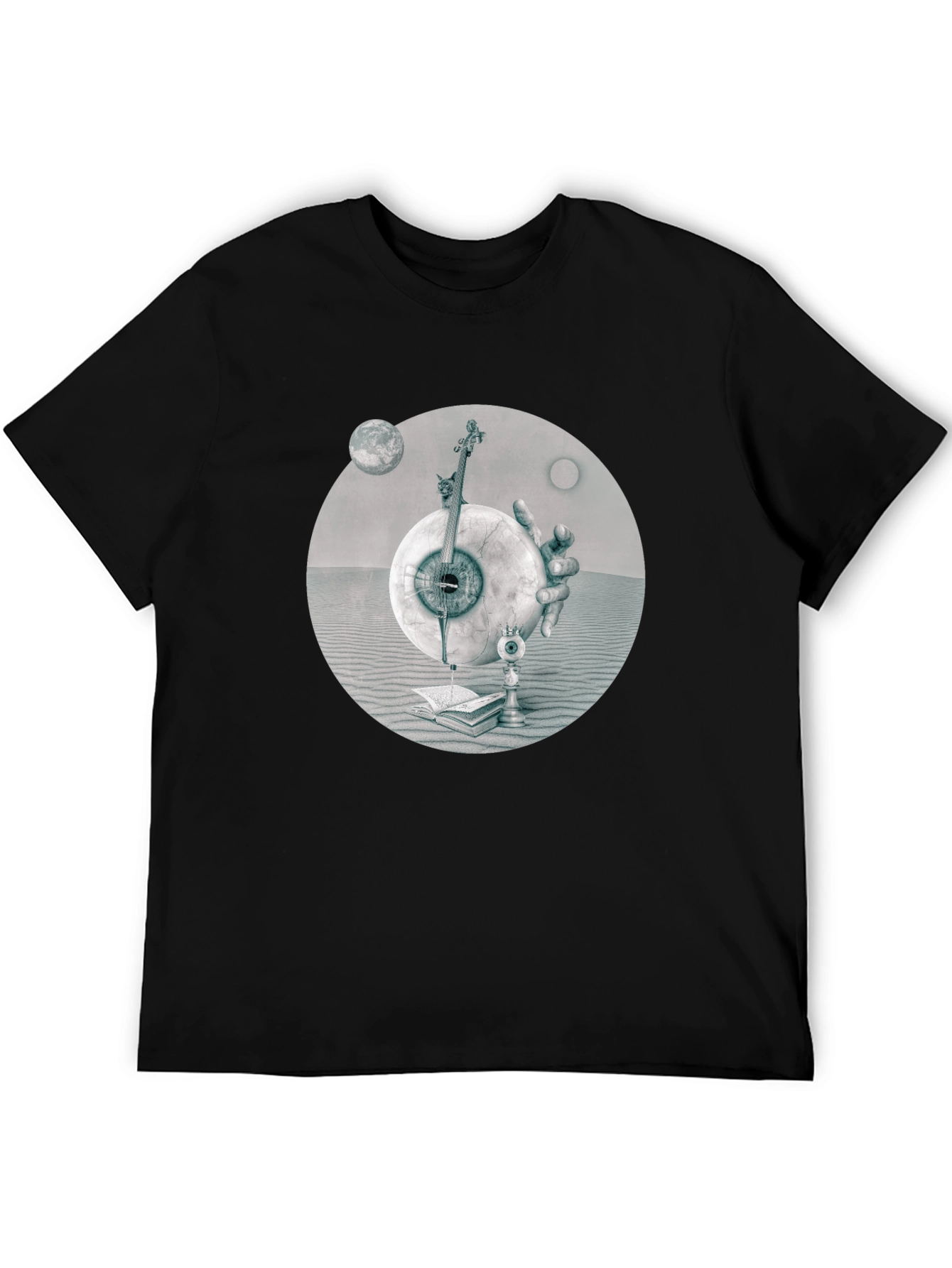 Black Surreal Eye & Violin Graphic Tee view 5