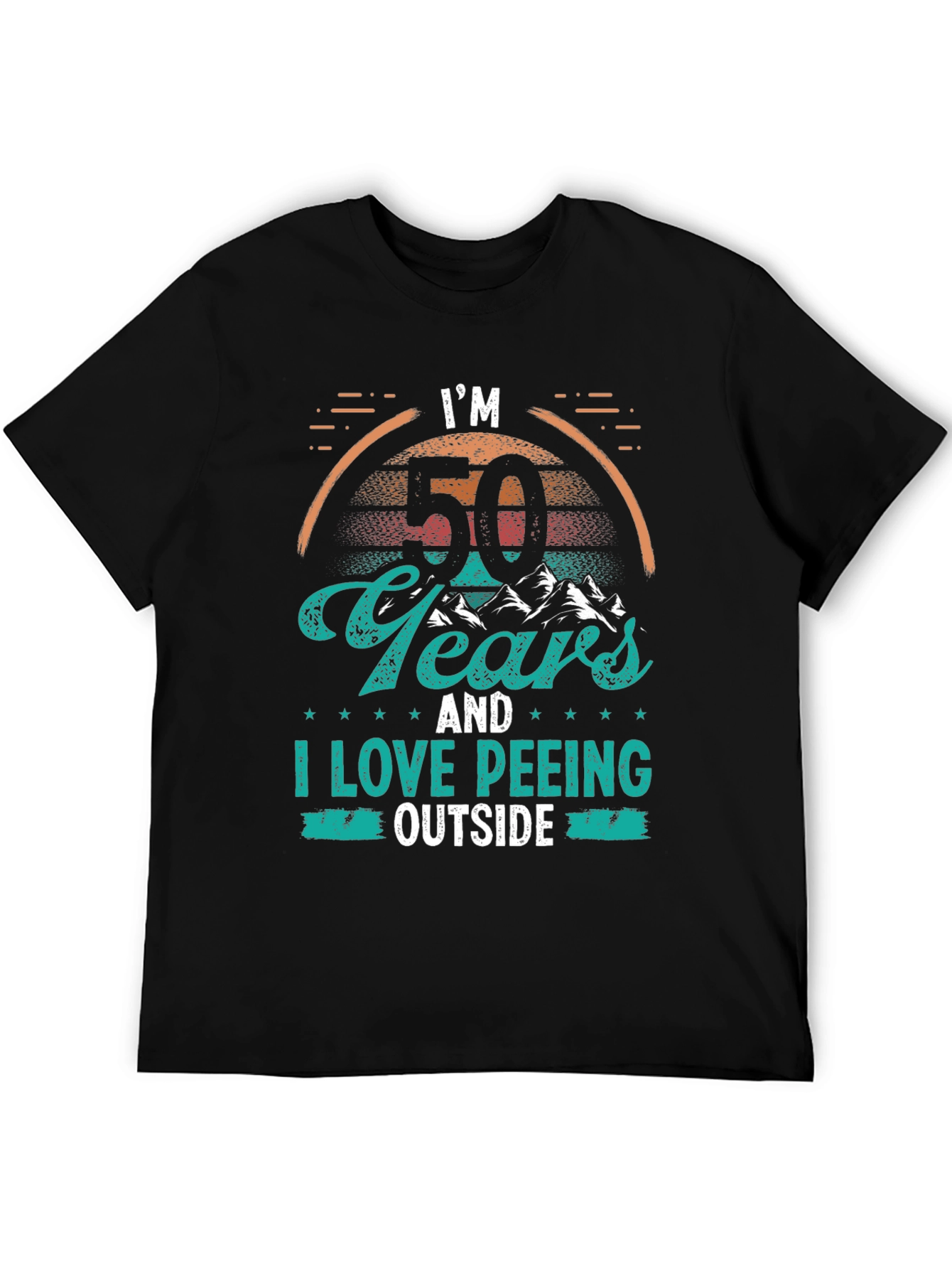 Black Funny 50th Birthday Peeling Outdoors T-Shirt view 5