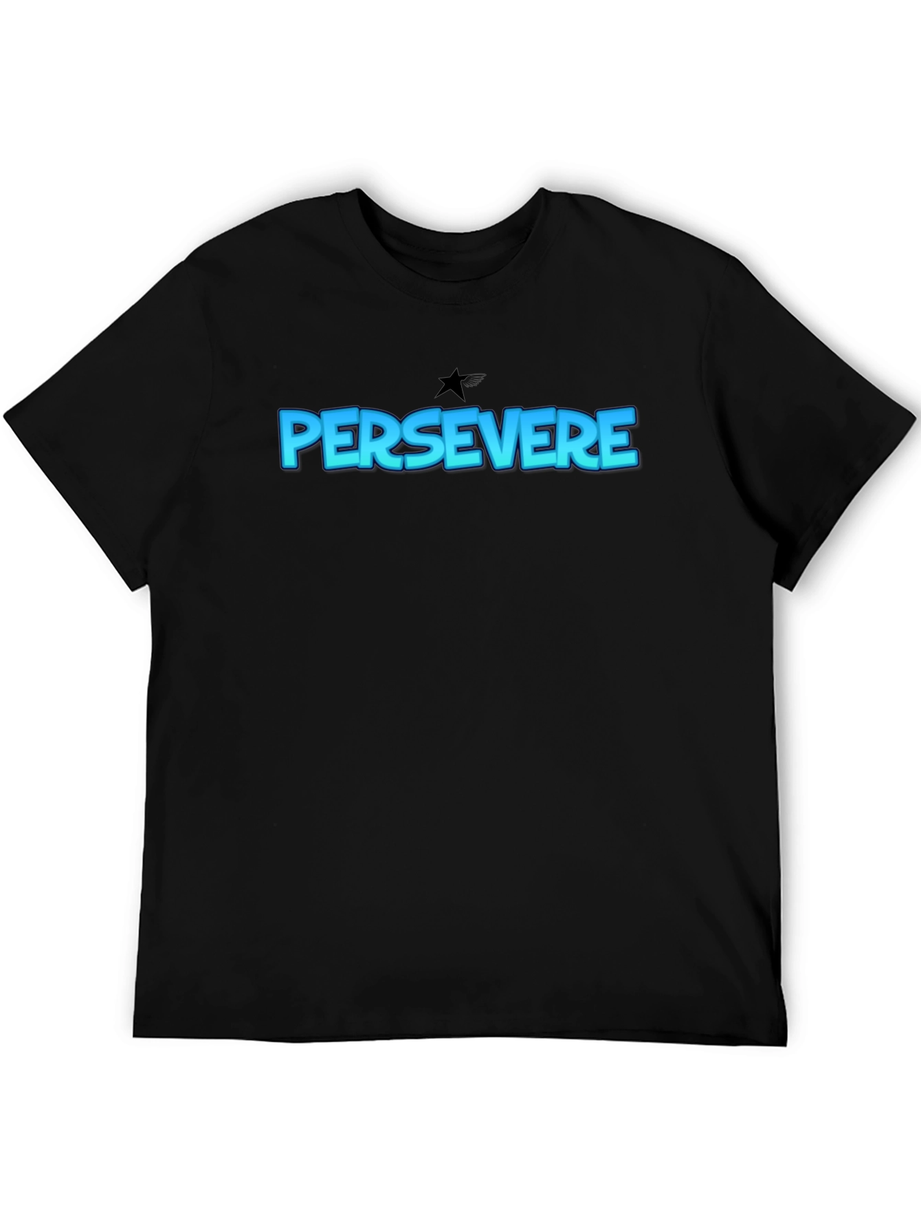 Black Persevere Graphic Tee - Classic Black Cotton T-Shirt view 5