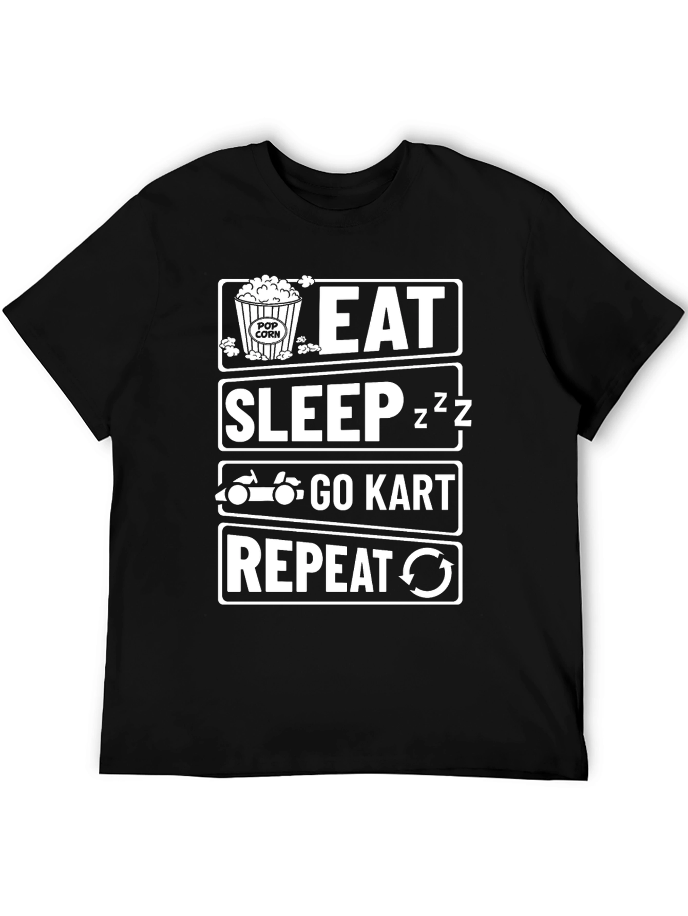 Black Eat Sleep Go Kart Repeat Graphic Tee view 5