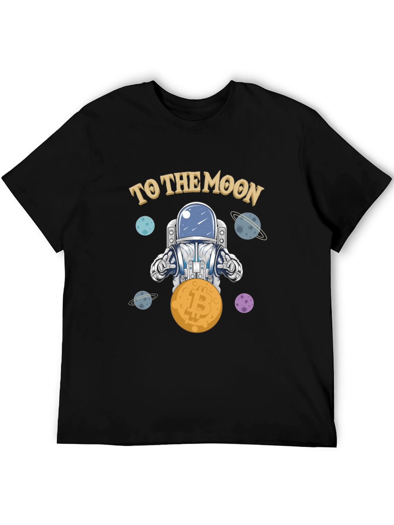 Black Bitcoin Astronaut T-Shirt - To The Moon Crypto Tee view 5