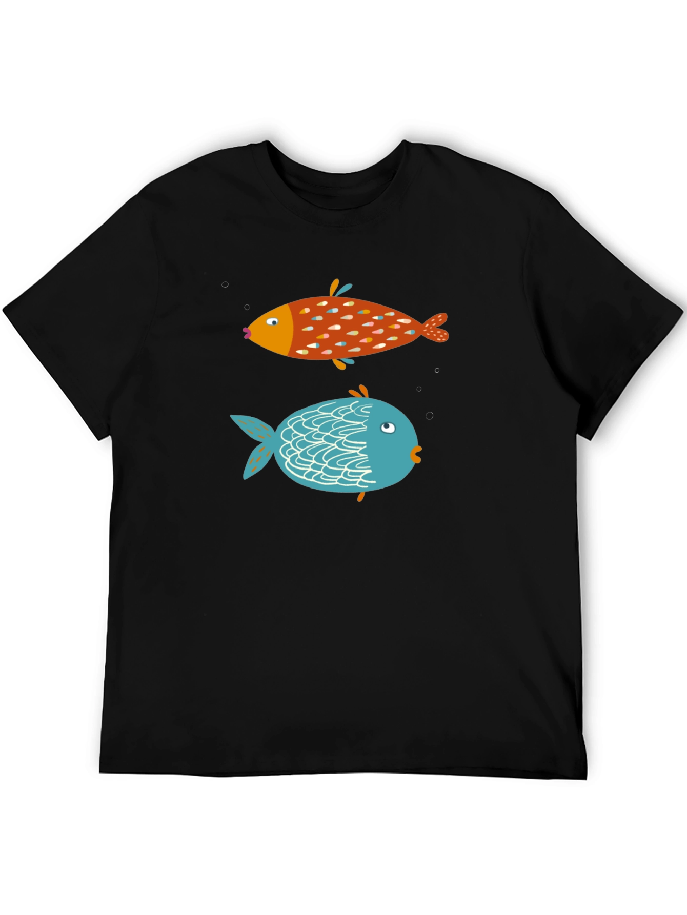 Black Fun Fish Graphic Tee - Black Cotton T-Shirt view 5